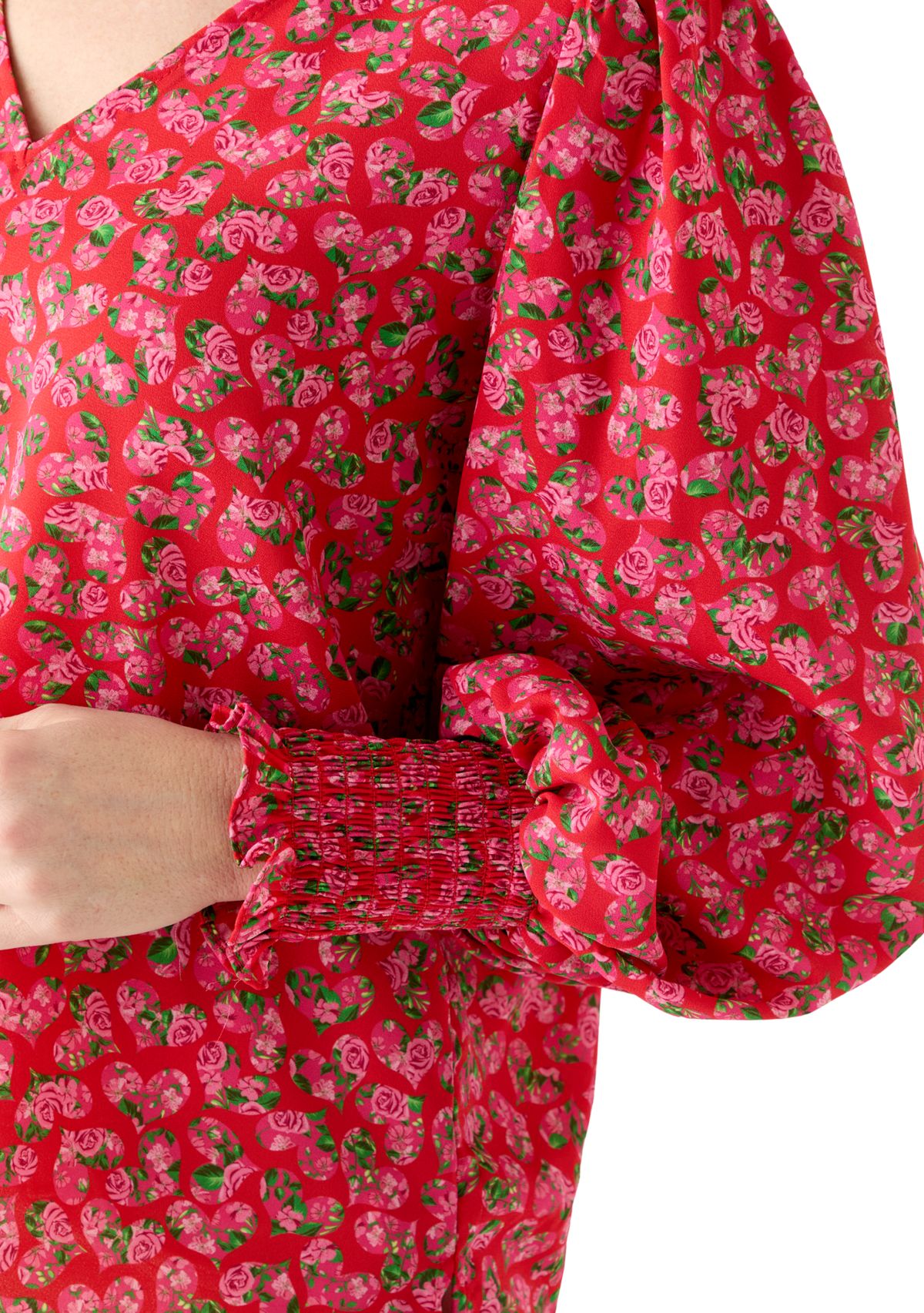 Womens Floral Heart Print Blouse