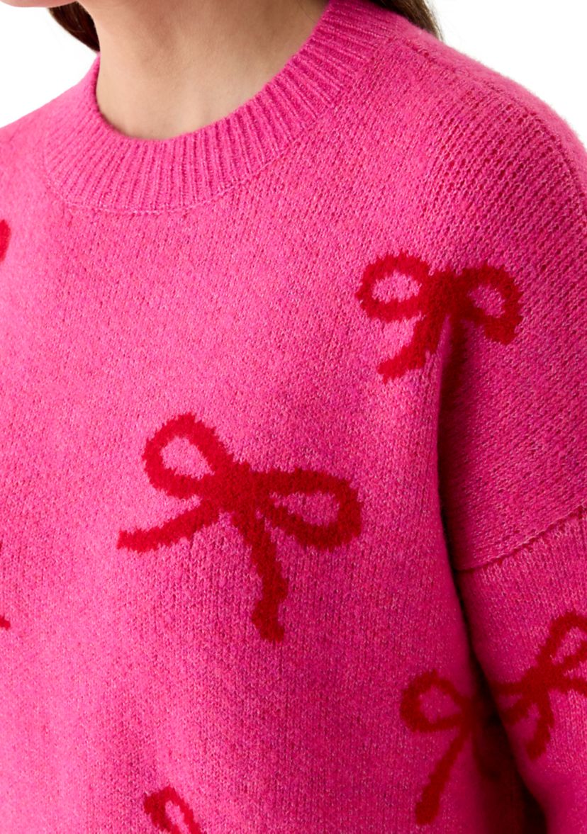 Womens All Over Bow Crew Neck Sweater