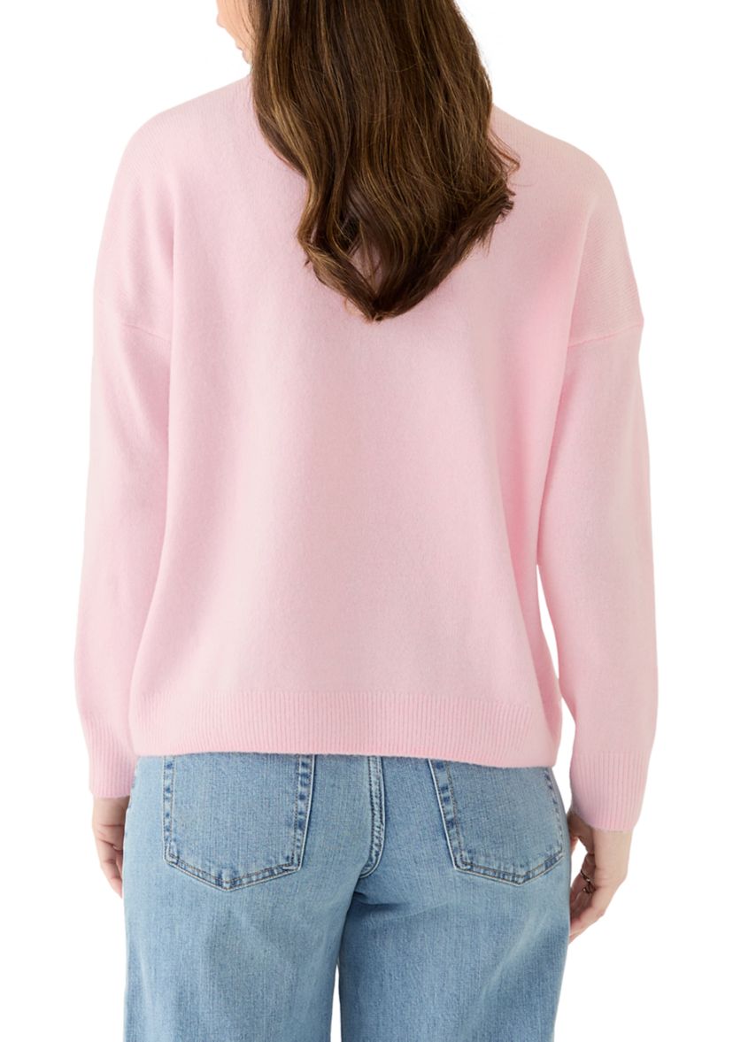 Womens Textured Heart Crew Neck Sweater