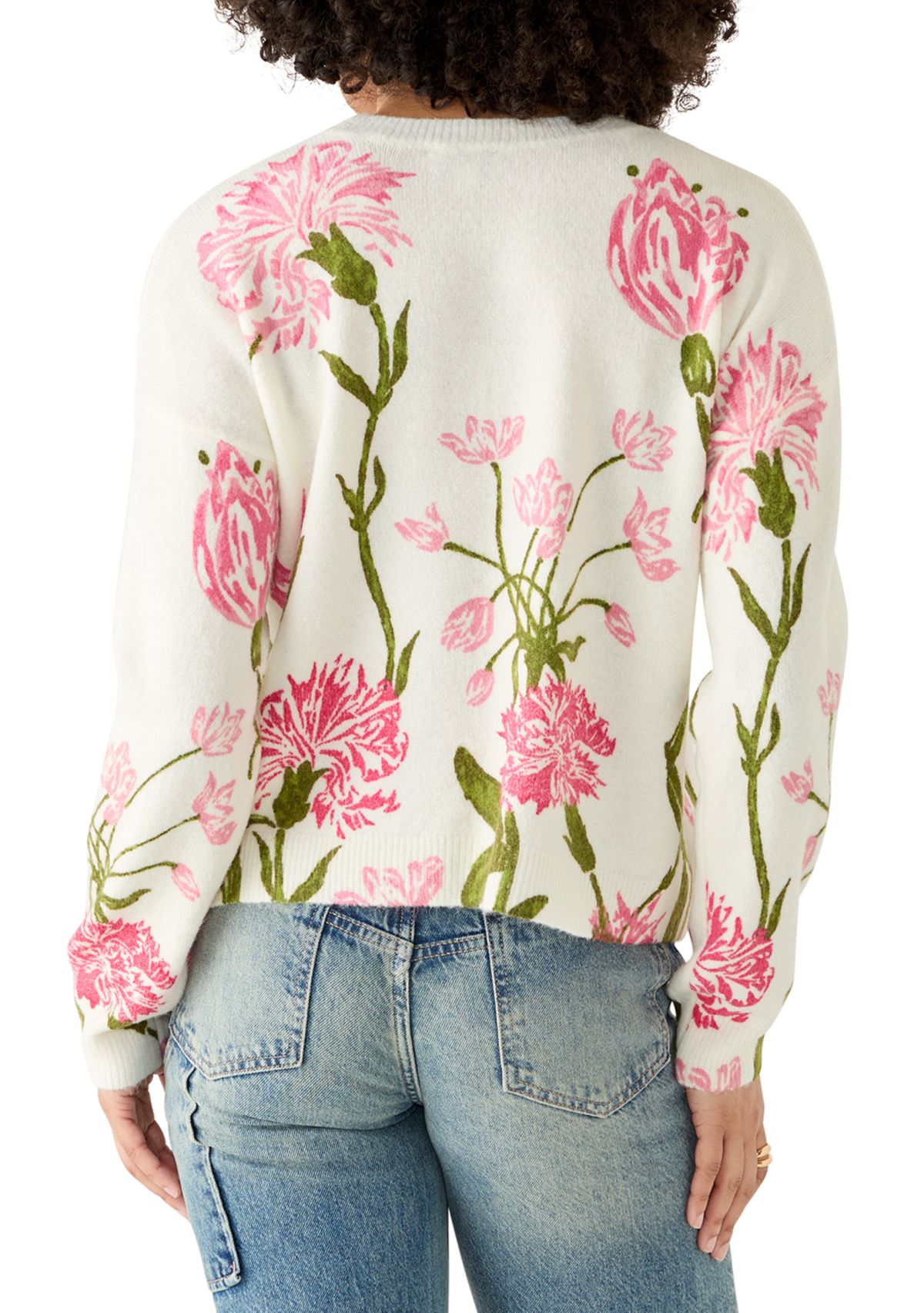 Womens Floral Crew Neck Sweater