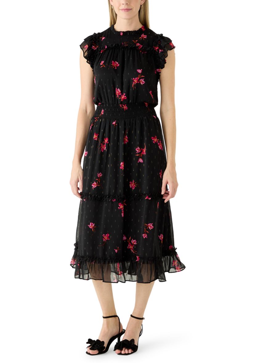 lace embroidered midi dress Beige Floral Lace Midi Dress
