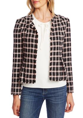 CeCe Women's Grid Tweed Frayed Jacket | belk