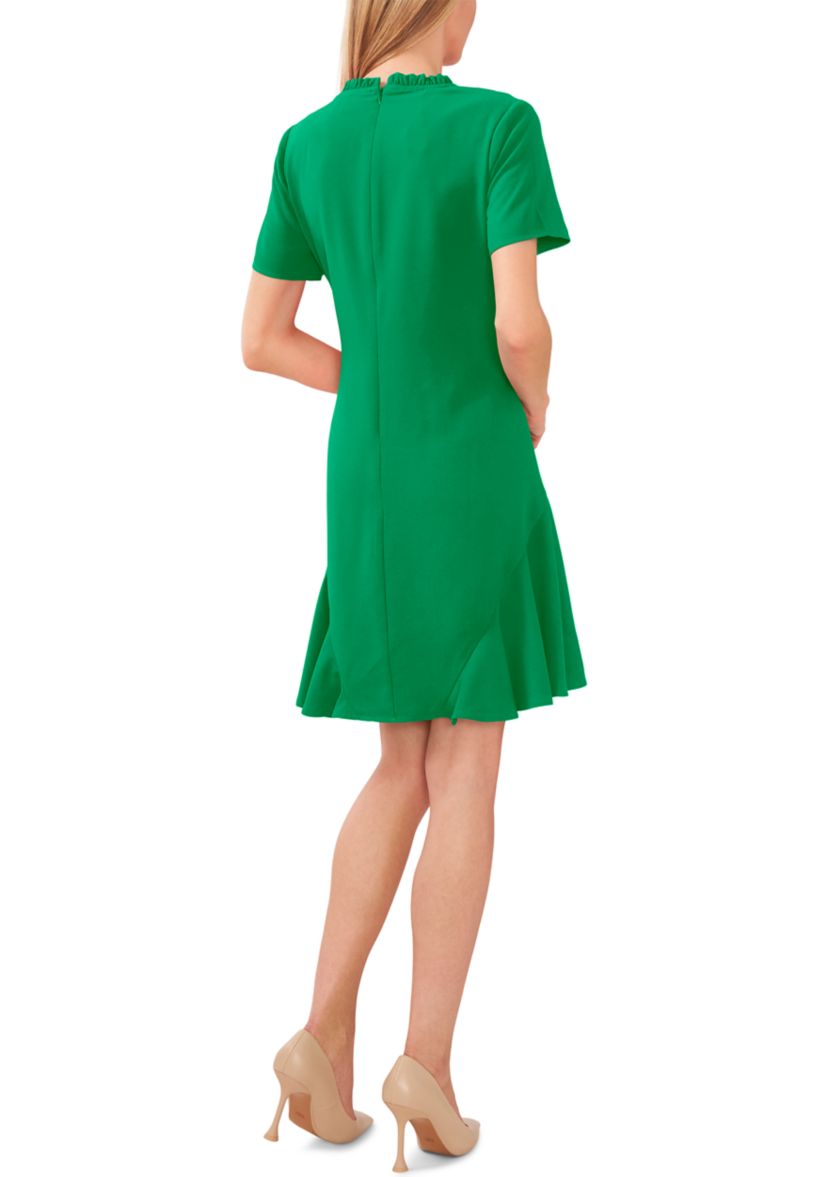 Womens Ruffle Neck Godet Dress