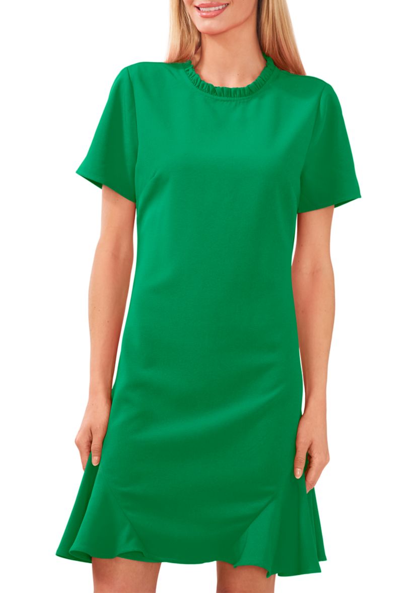 Womens Ruffle Neck Godet Dress