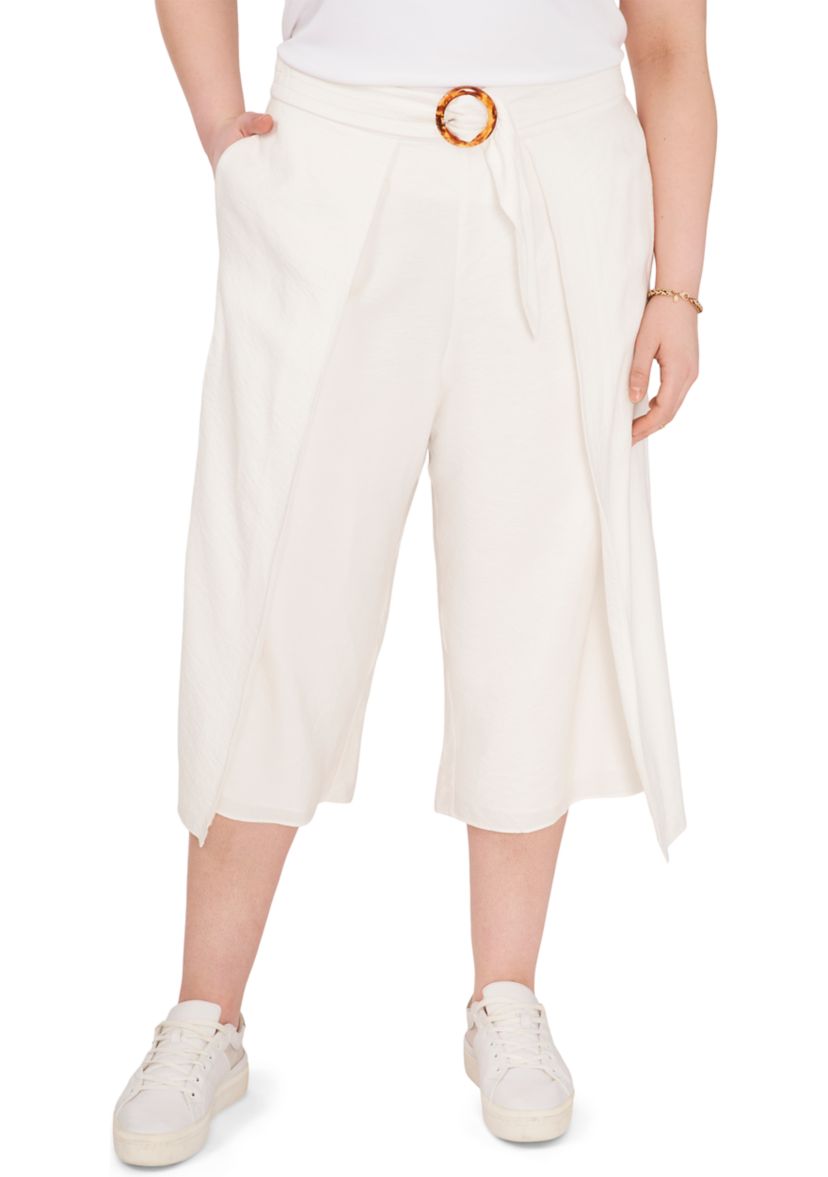 Plus Size Sash Belt Trousers