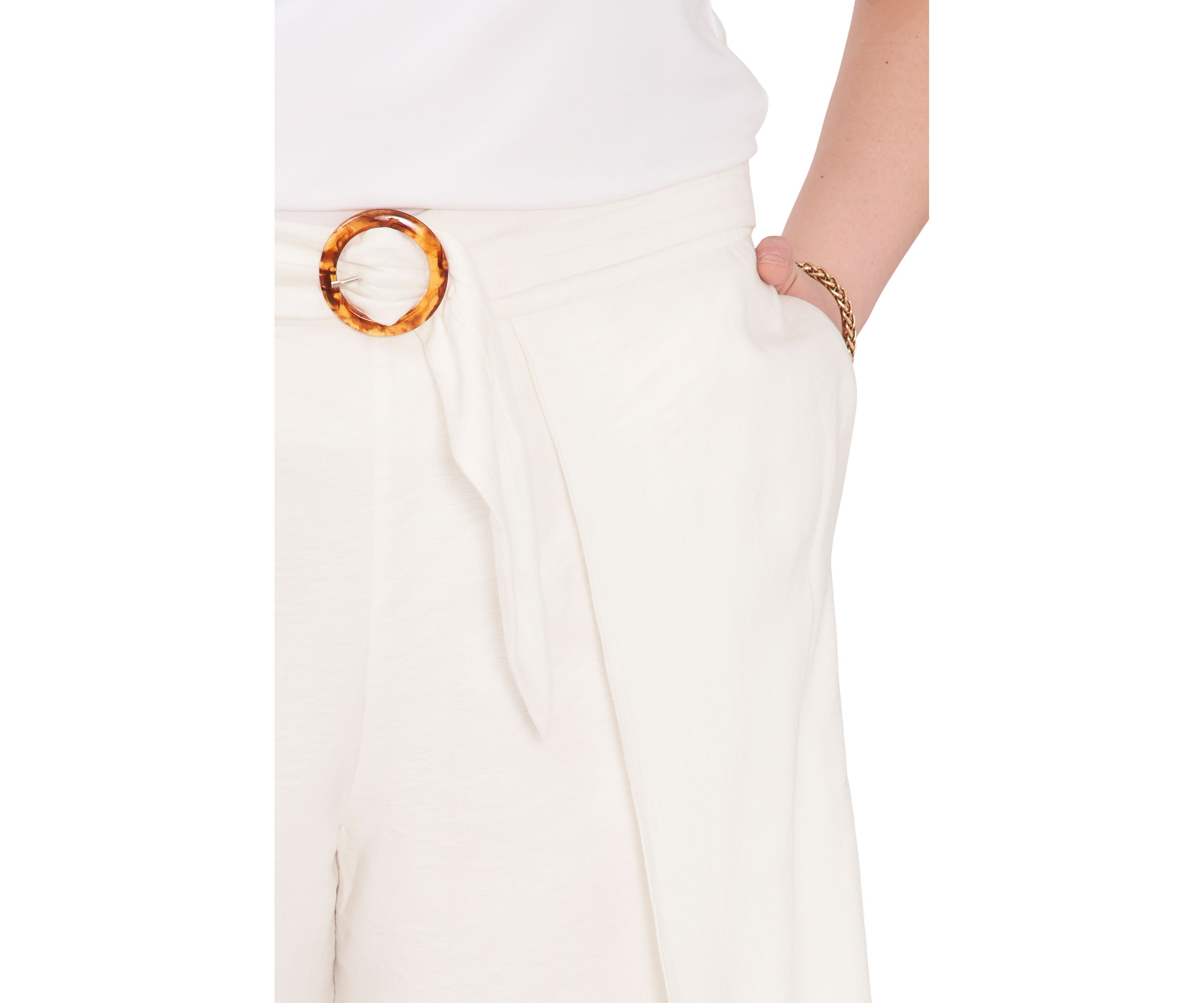 Plus Size Sash Belt Trousers
