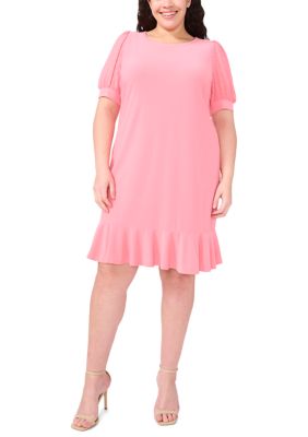 CeCe Women's Plus Size Clip Dot Babydoll Dress, 1X