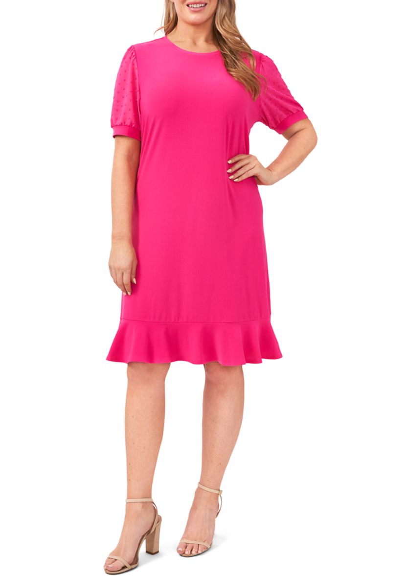 Plus Size Clip Dot Babydoll Dress
