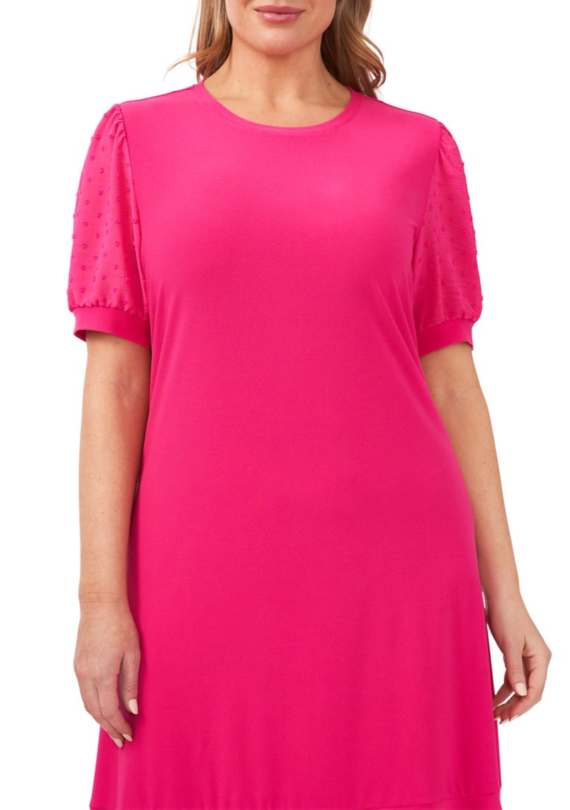 Plus Size Clip Dot Babydoll Dress