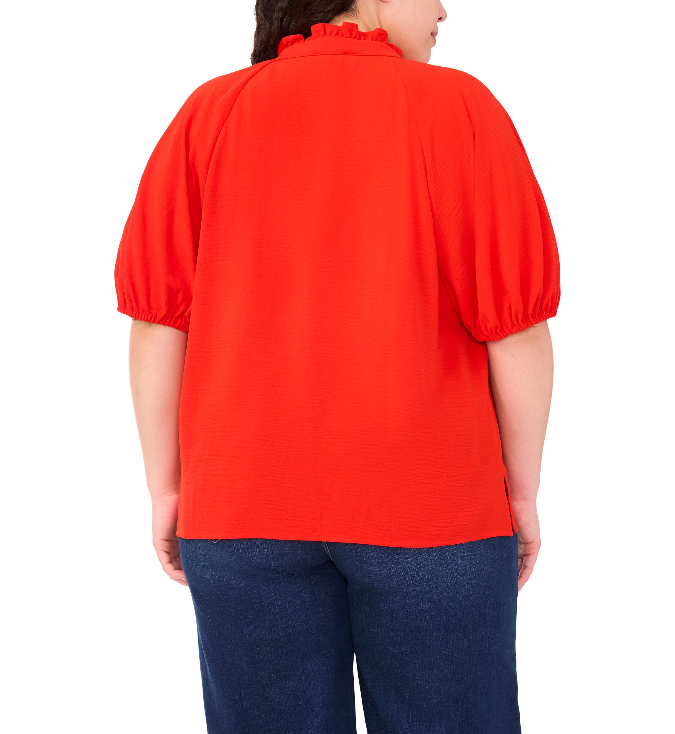 Plus Size Ruffle Neck Raglan Blouse