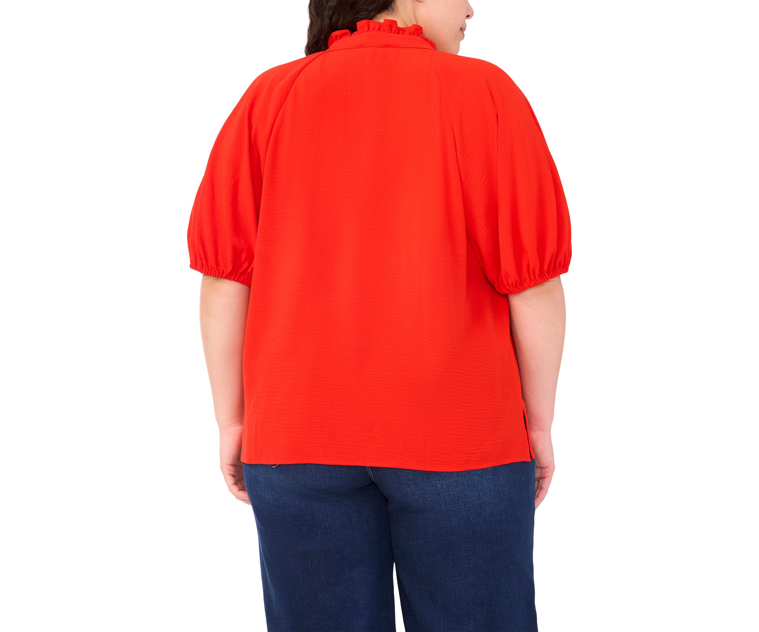 Plus Size Ruffle Neck Raglan Blouse