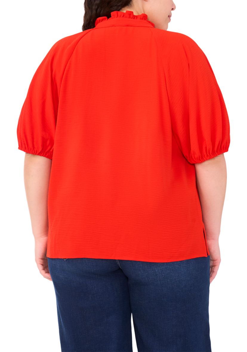 Plus Size Ruffle Neck Raglan Blouse