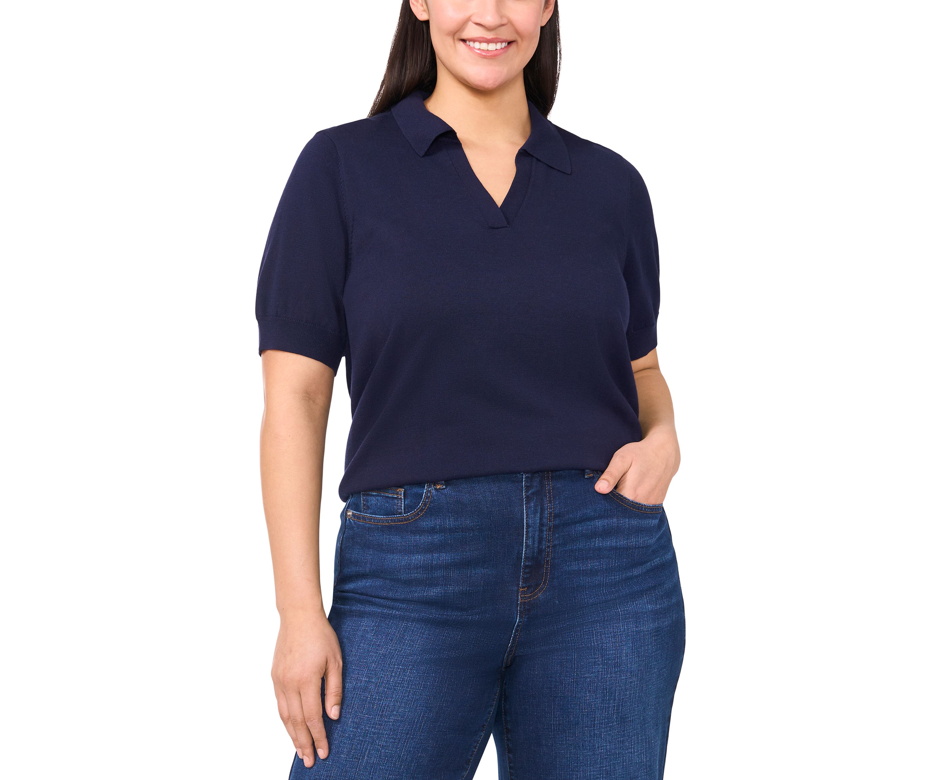 Plus Size Short Sleeve Polo Shirt