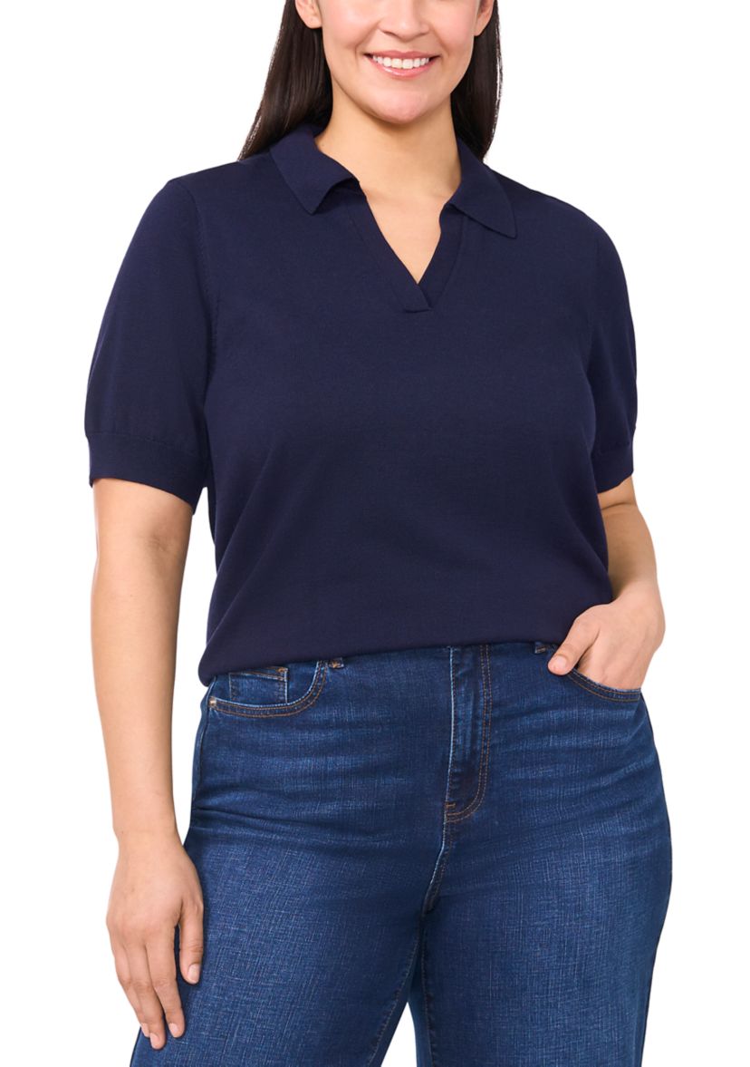 Plus Size Short Sleeve Polo Shirt