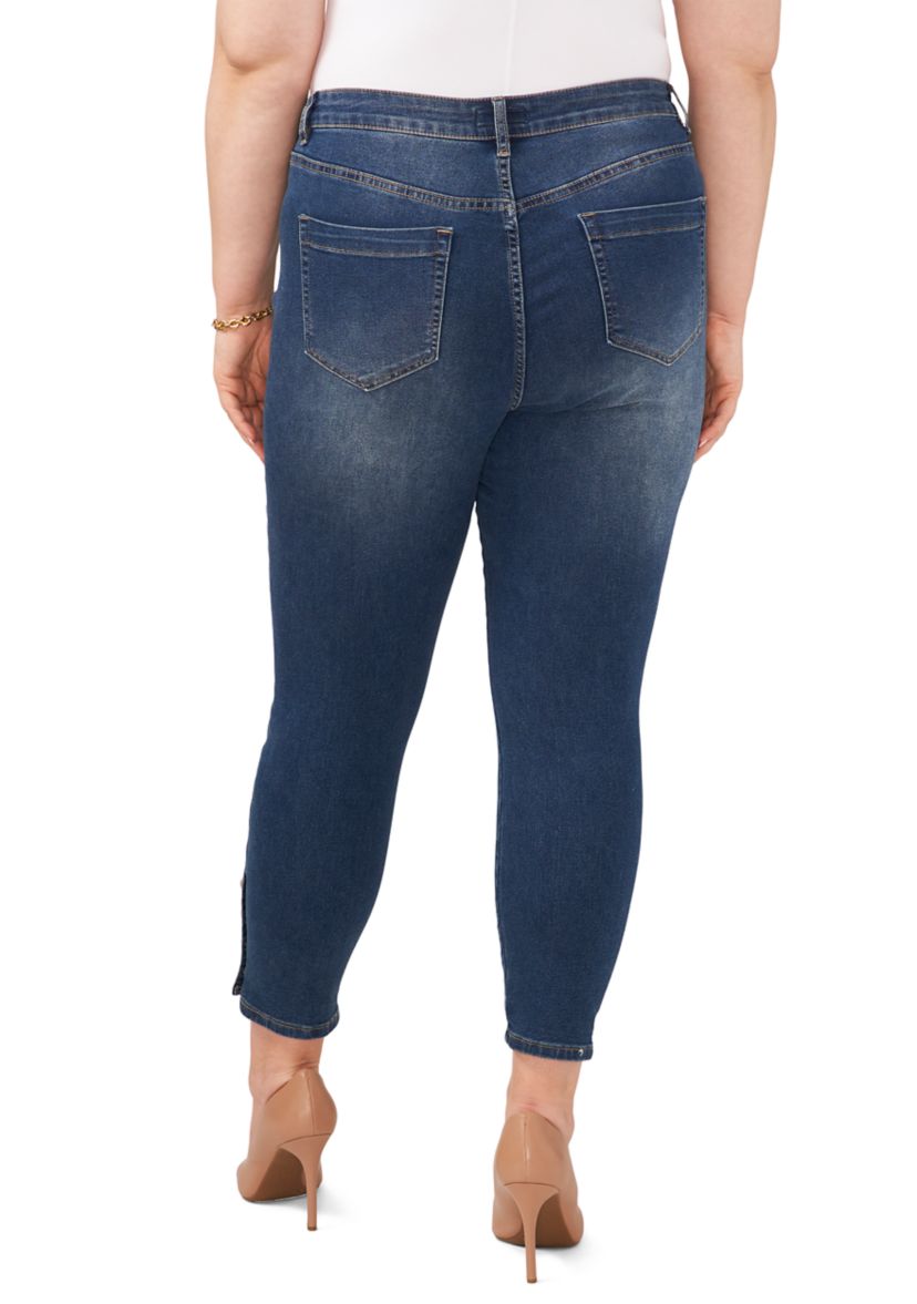 Plus Size Mid Rise Jeans with Pearl Trim