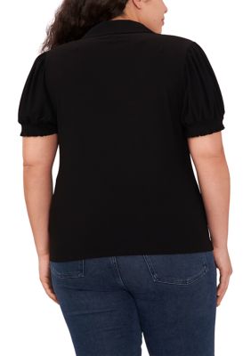 Plus Short Sleeve Split Neck Top