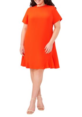 CeCe Plus Size Short Sleeve Ruffle Neck Dress -  0197123656365