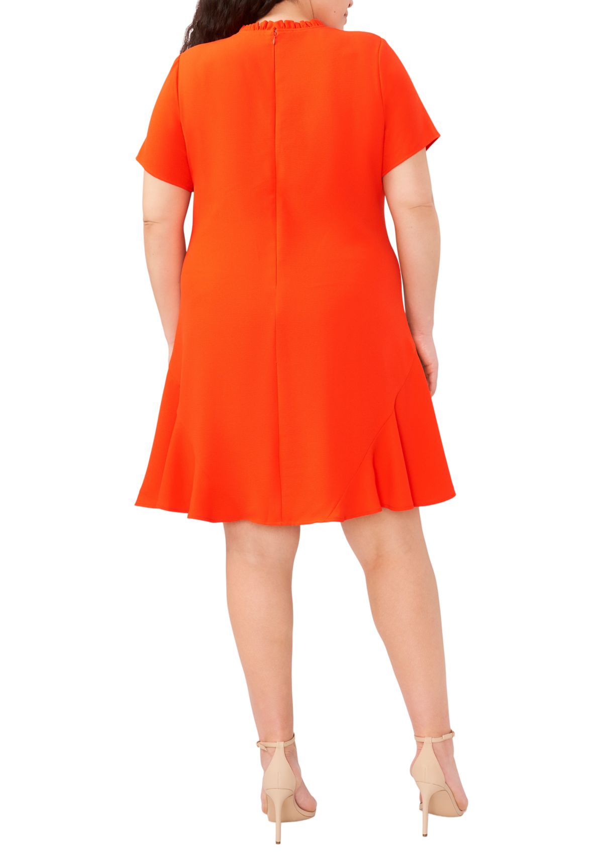 Plus Size Short Sleeve Ruffle Neck Dress