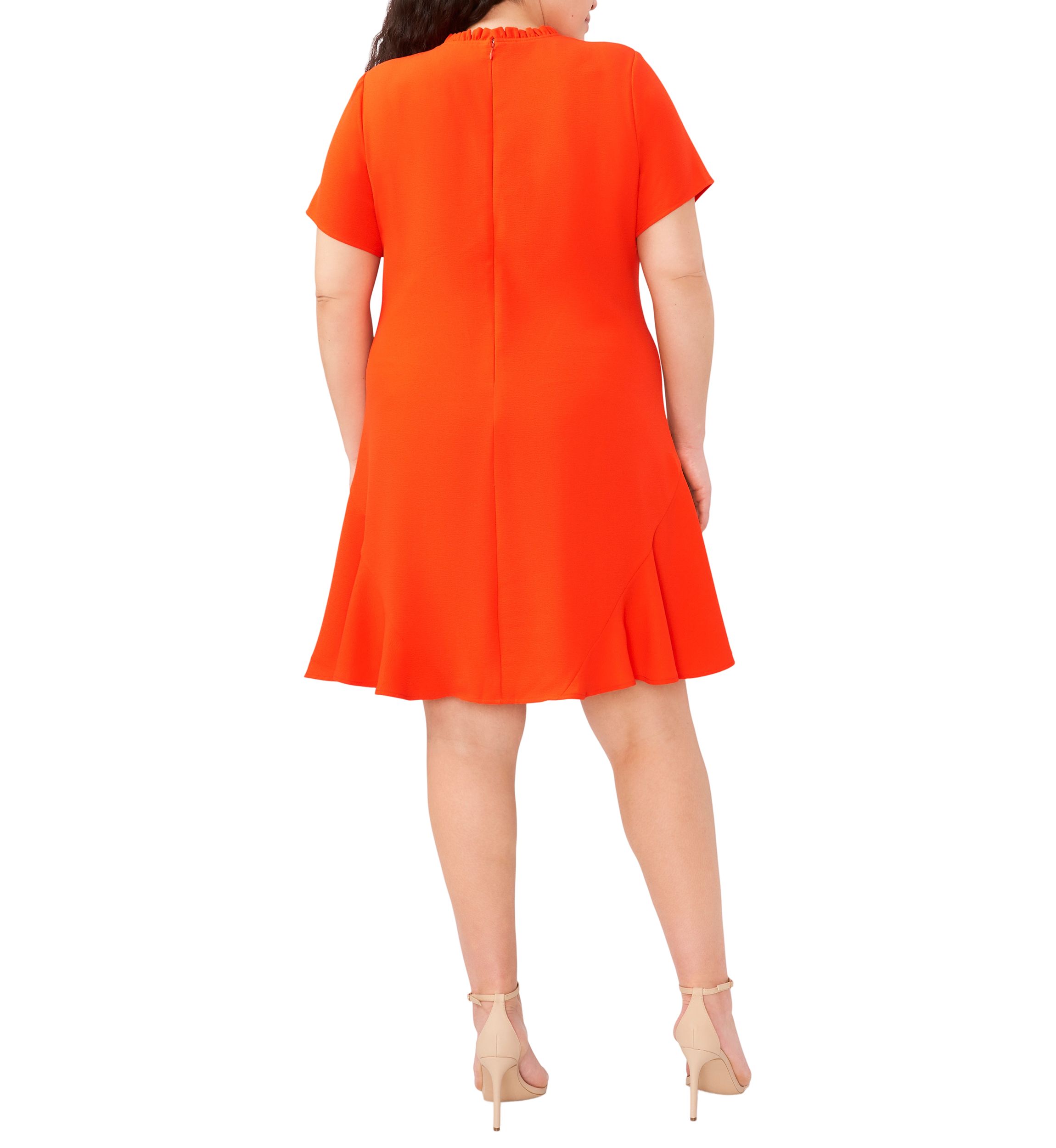 Plus Size Short Sleeve Ruffle Neck Dress