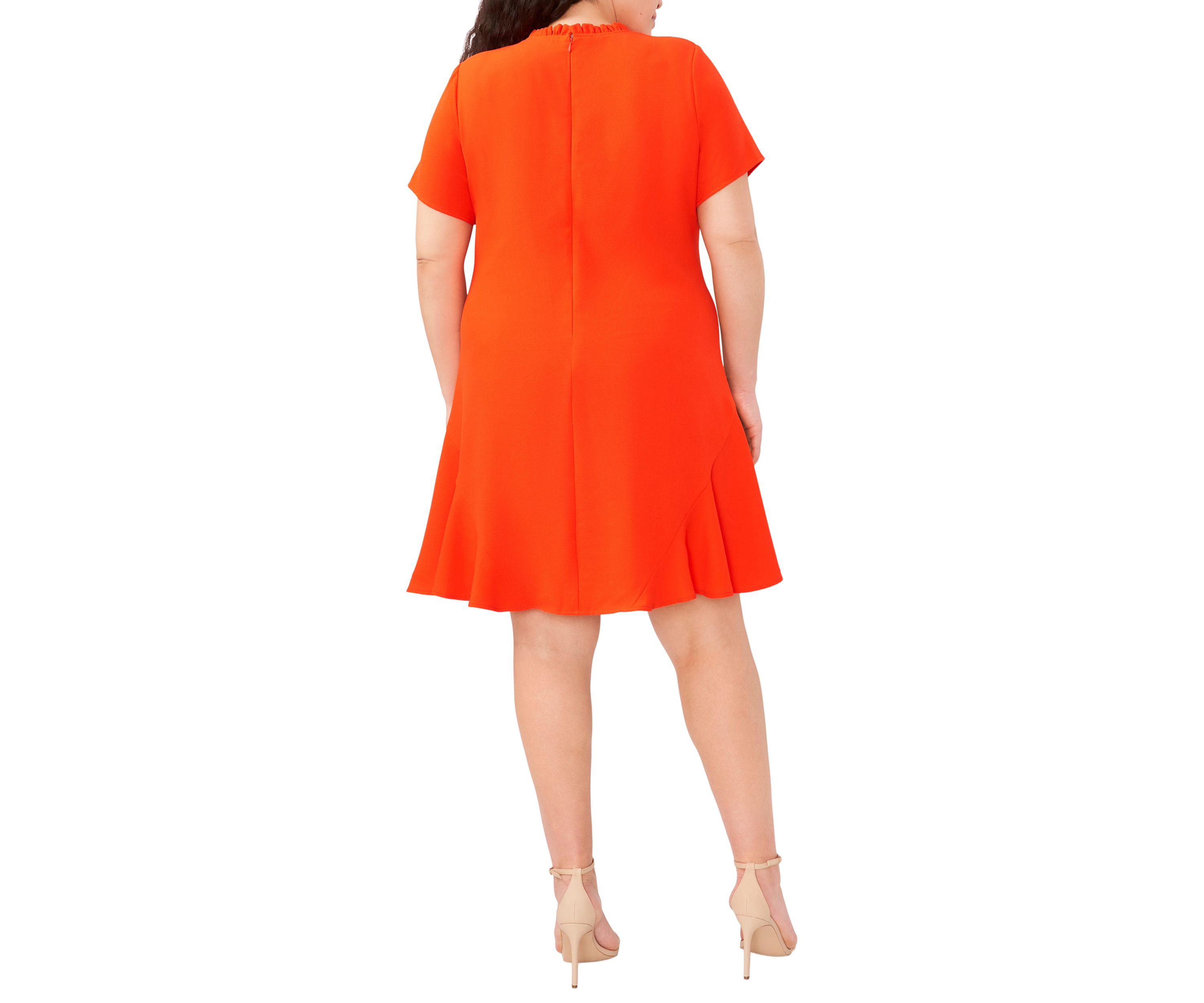Plus Size Short Sleeve Ruffle Neck Dress
