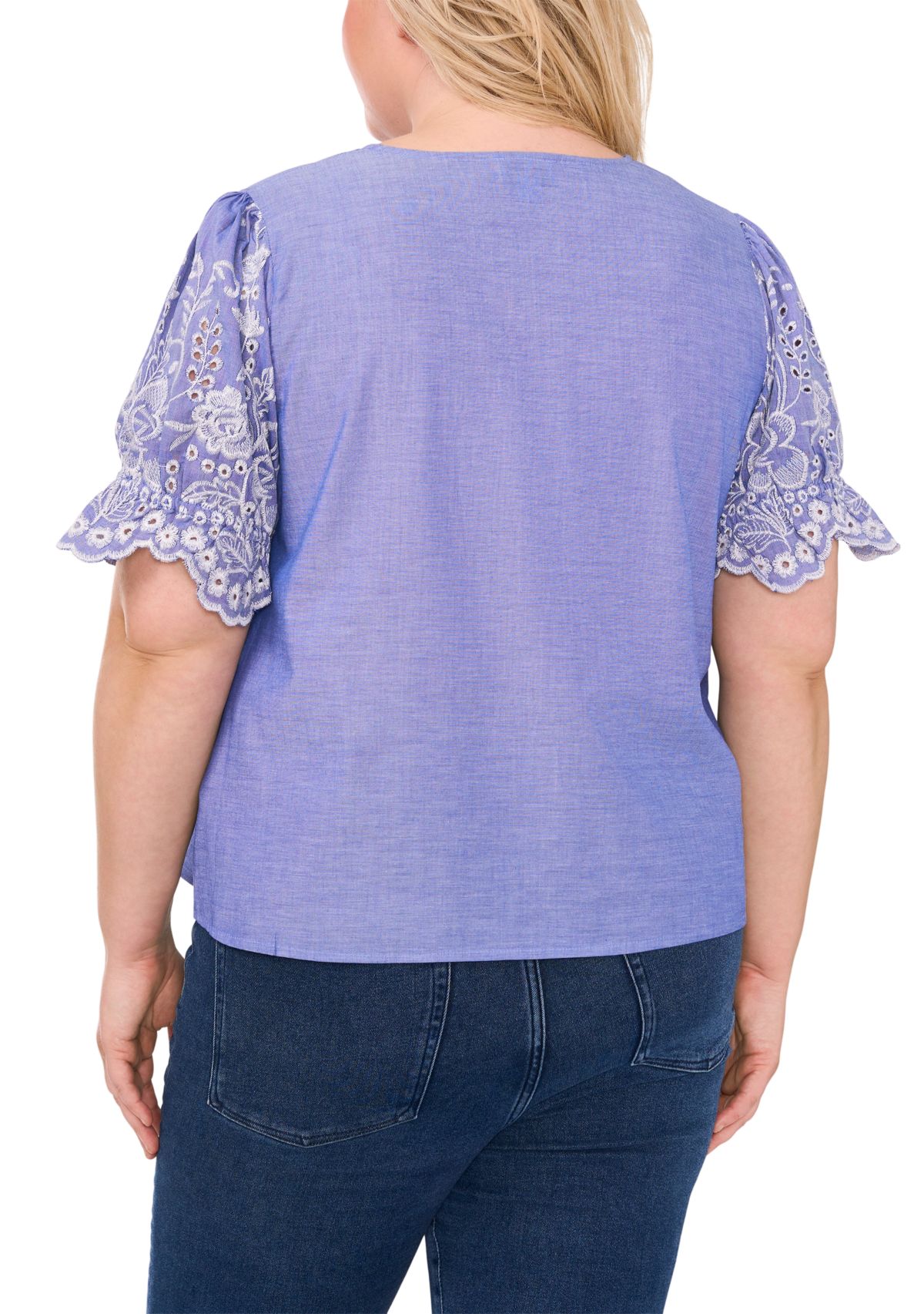 Plus Size Flutter Sleeve V-Neck Top