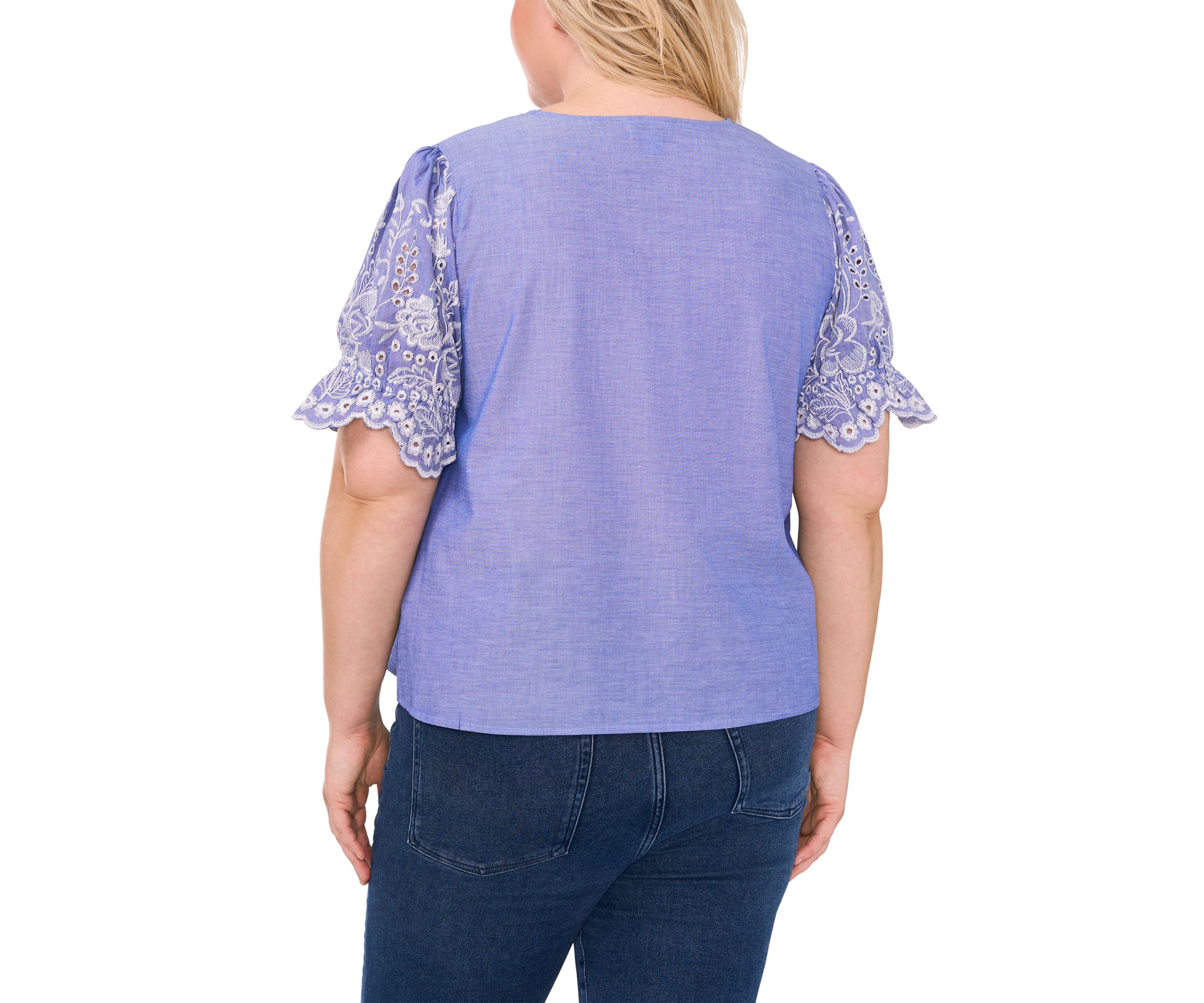 Plus Size Flutter Sleeve V-Neck Top