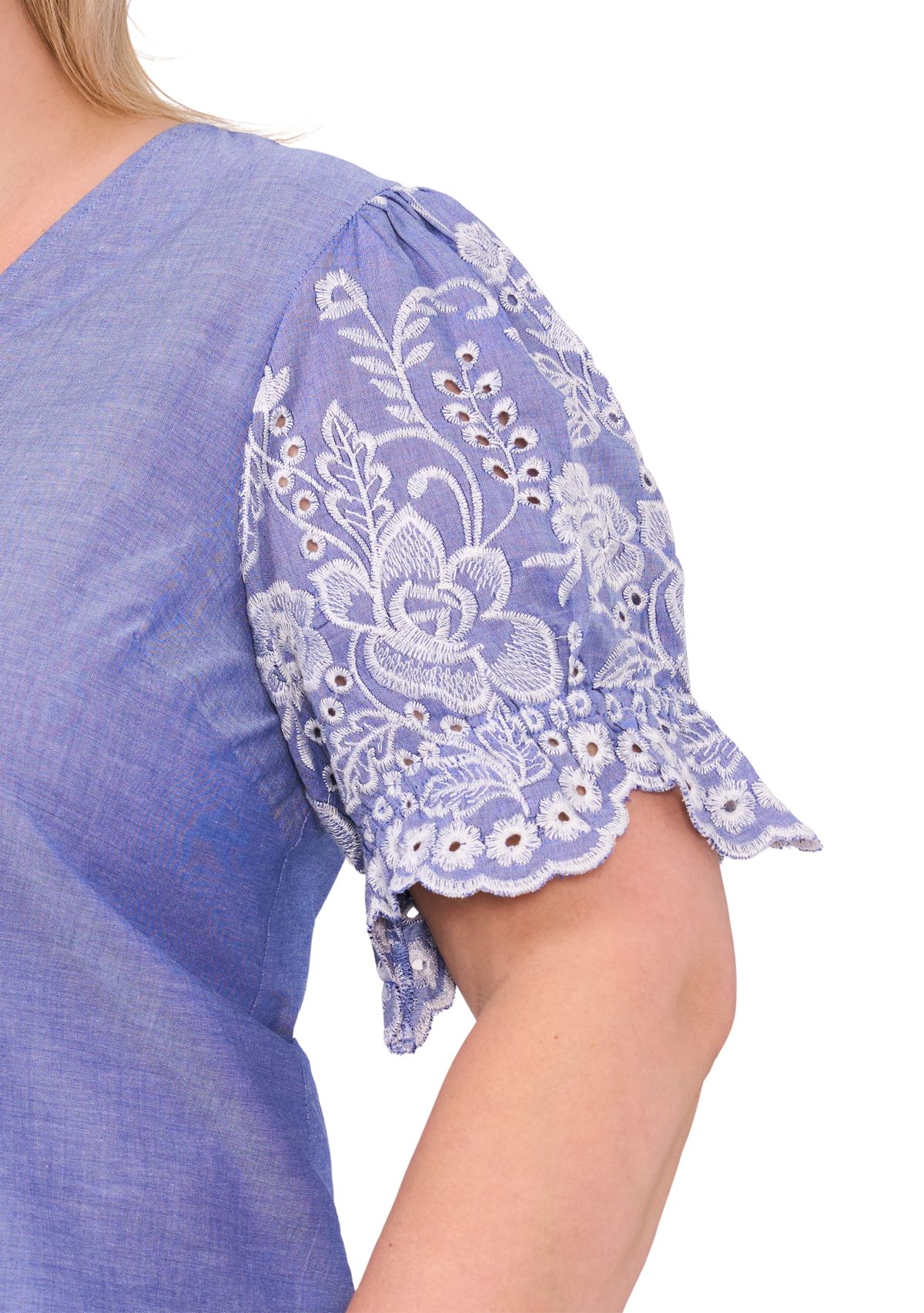 Plus Size Flutter Sleeve V-Neck Top