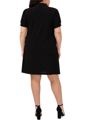 Plus Short Sleeve Knit Polo Dress