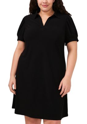 Plus Short Sleeve Knit Polo Dress