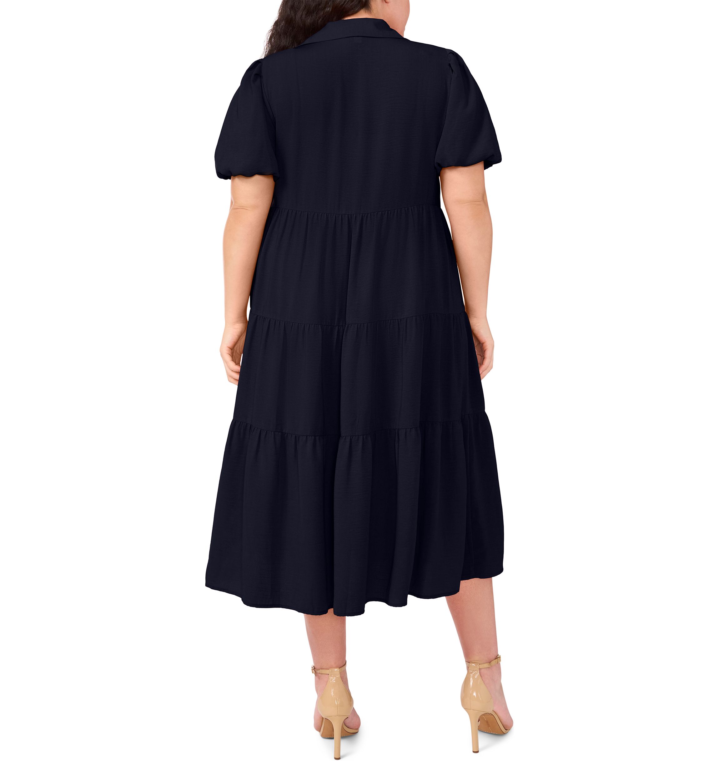 Plus Size Short Sleeve Tiered Maxi Shirtdress