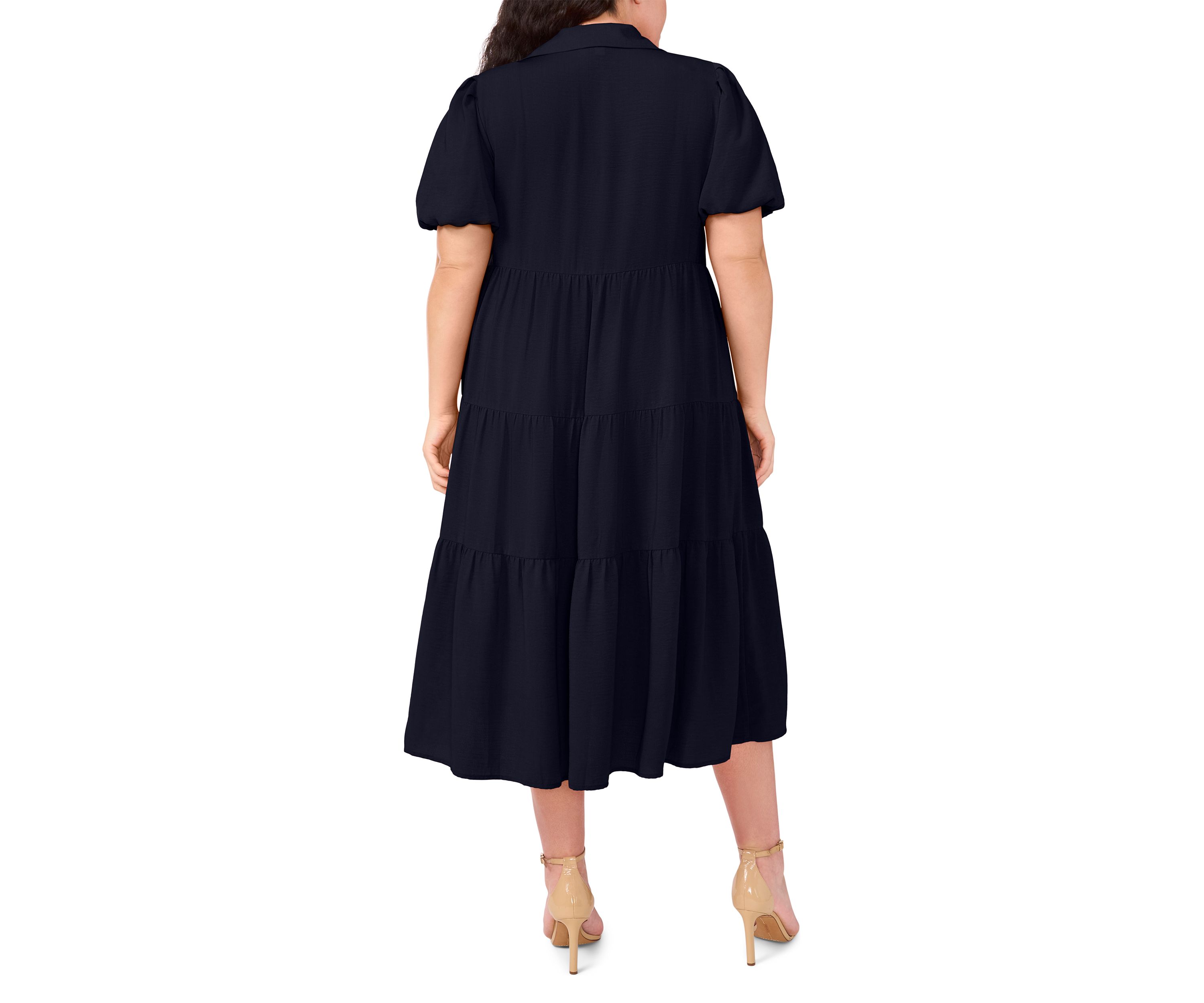 Plus Size Short Sleeve Tiered Maxi Shirtdress