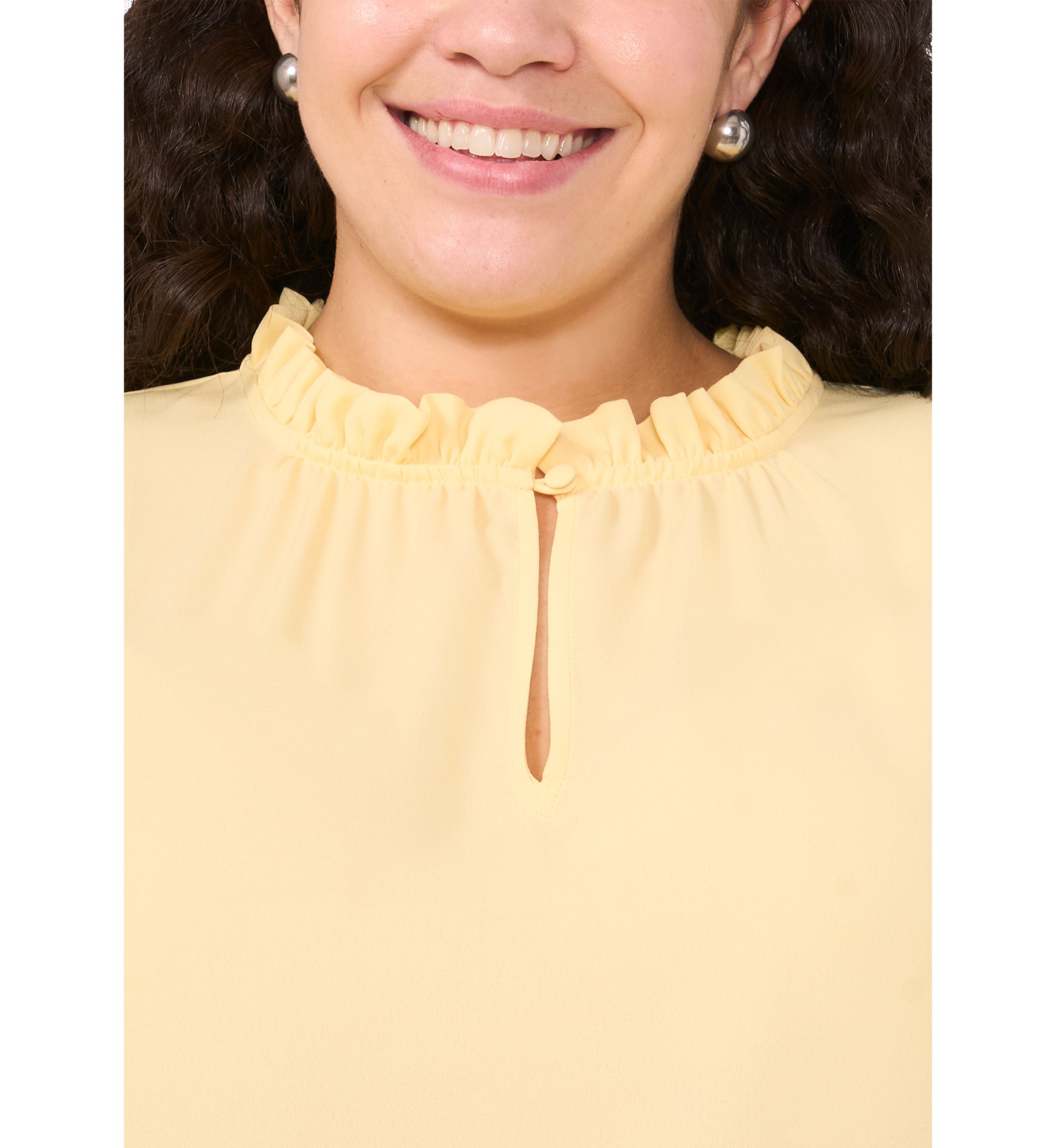 Plus Size Ruffle Neck Flutter Sleeve Blouse