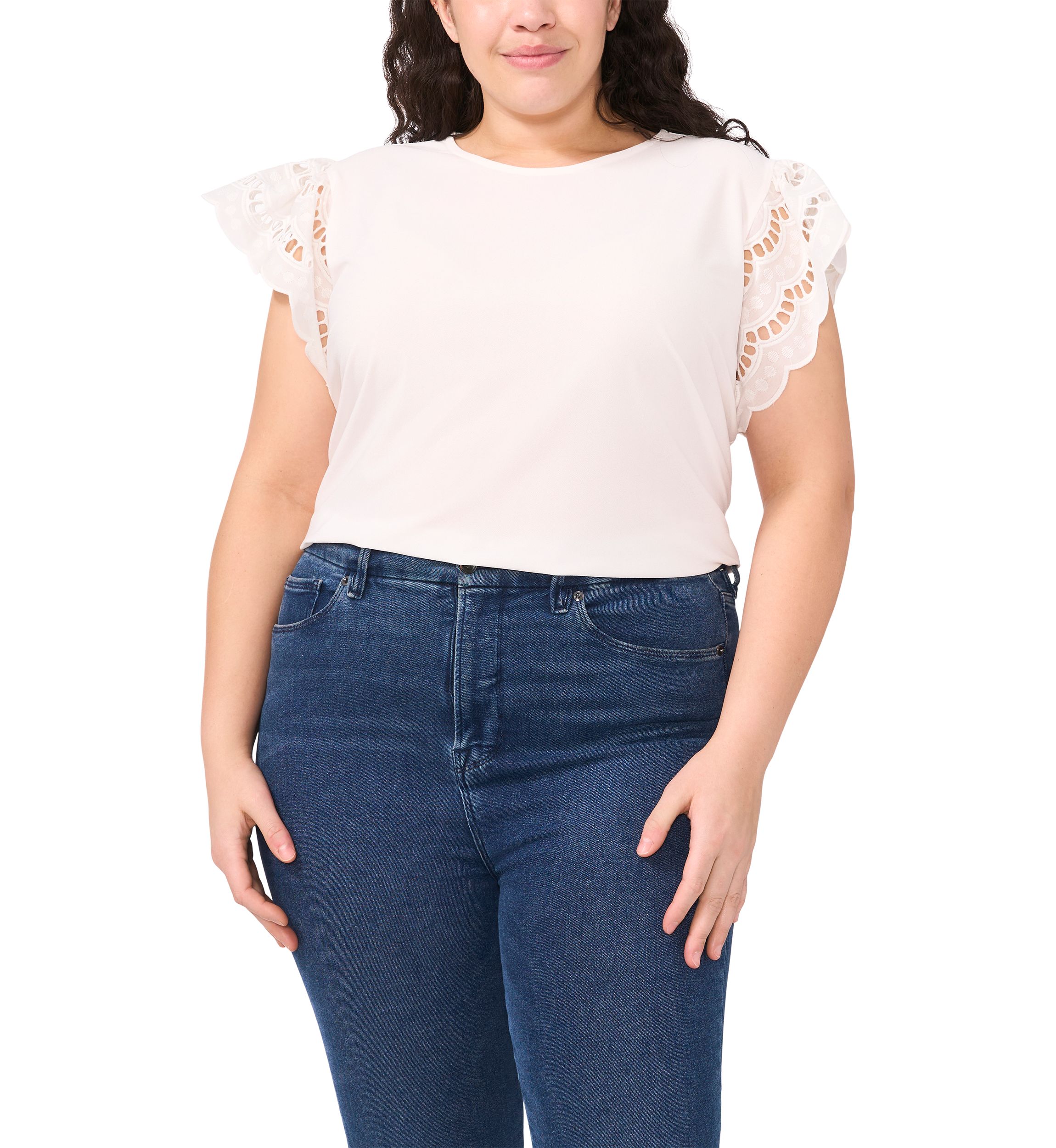 Plus Size Ruffle Flutter Sleeve Top