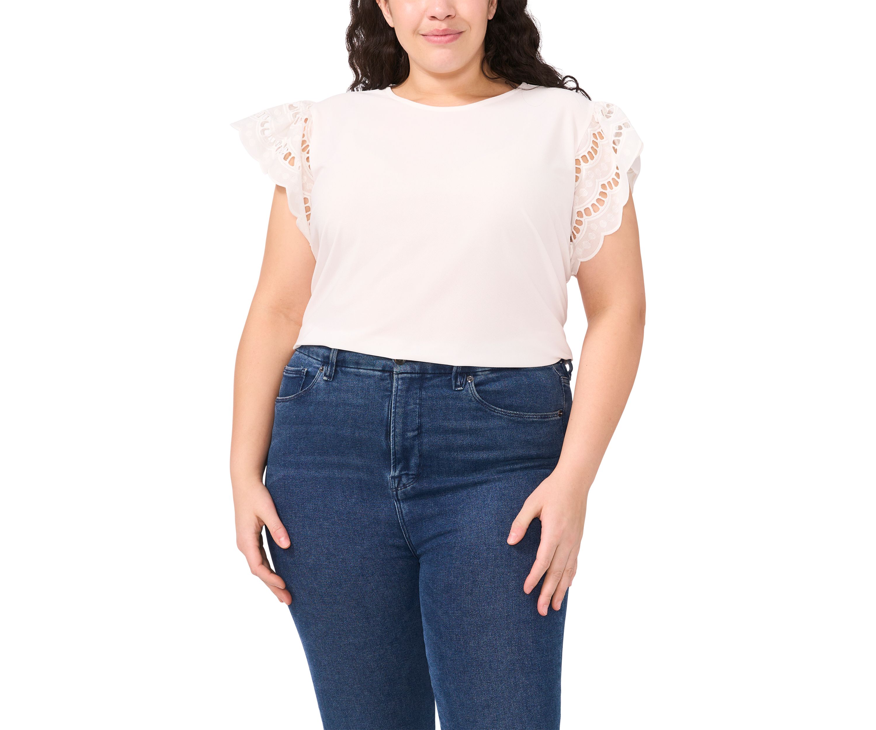 Plus Size Ruffle Flutter Sleeve Top