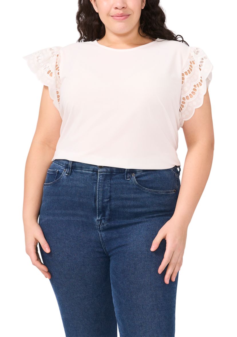 Plus Size Ruffle Flutter Sleeve Top