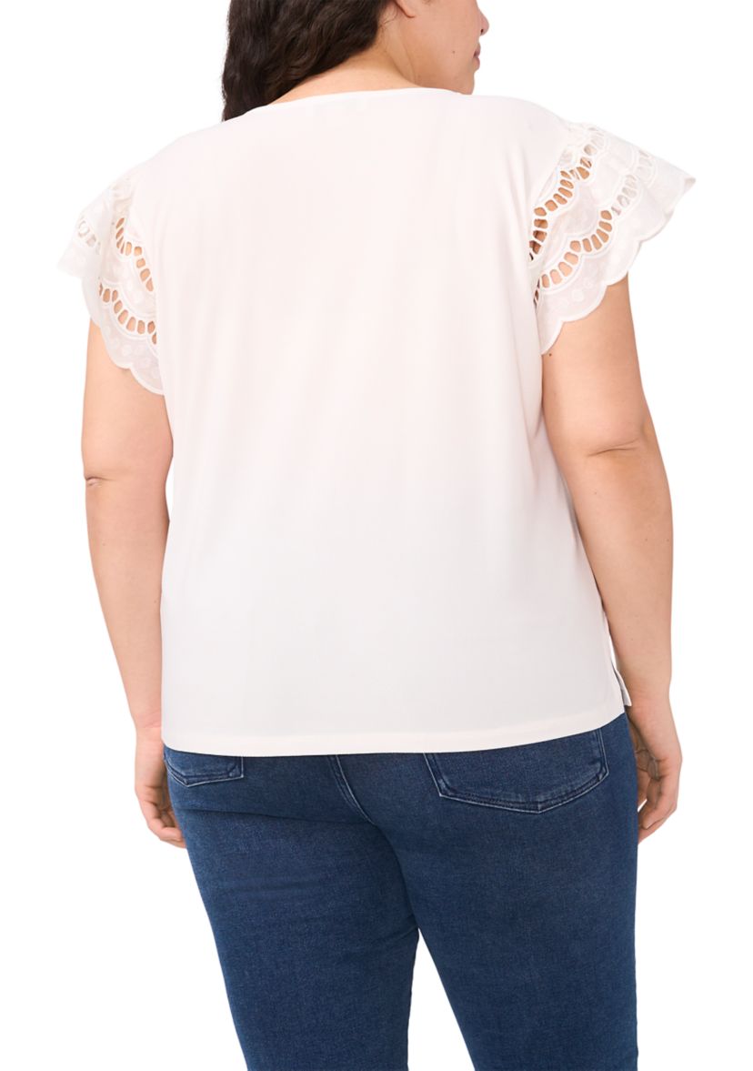 Plus Size Ruffle Flutter Sleeve Top