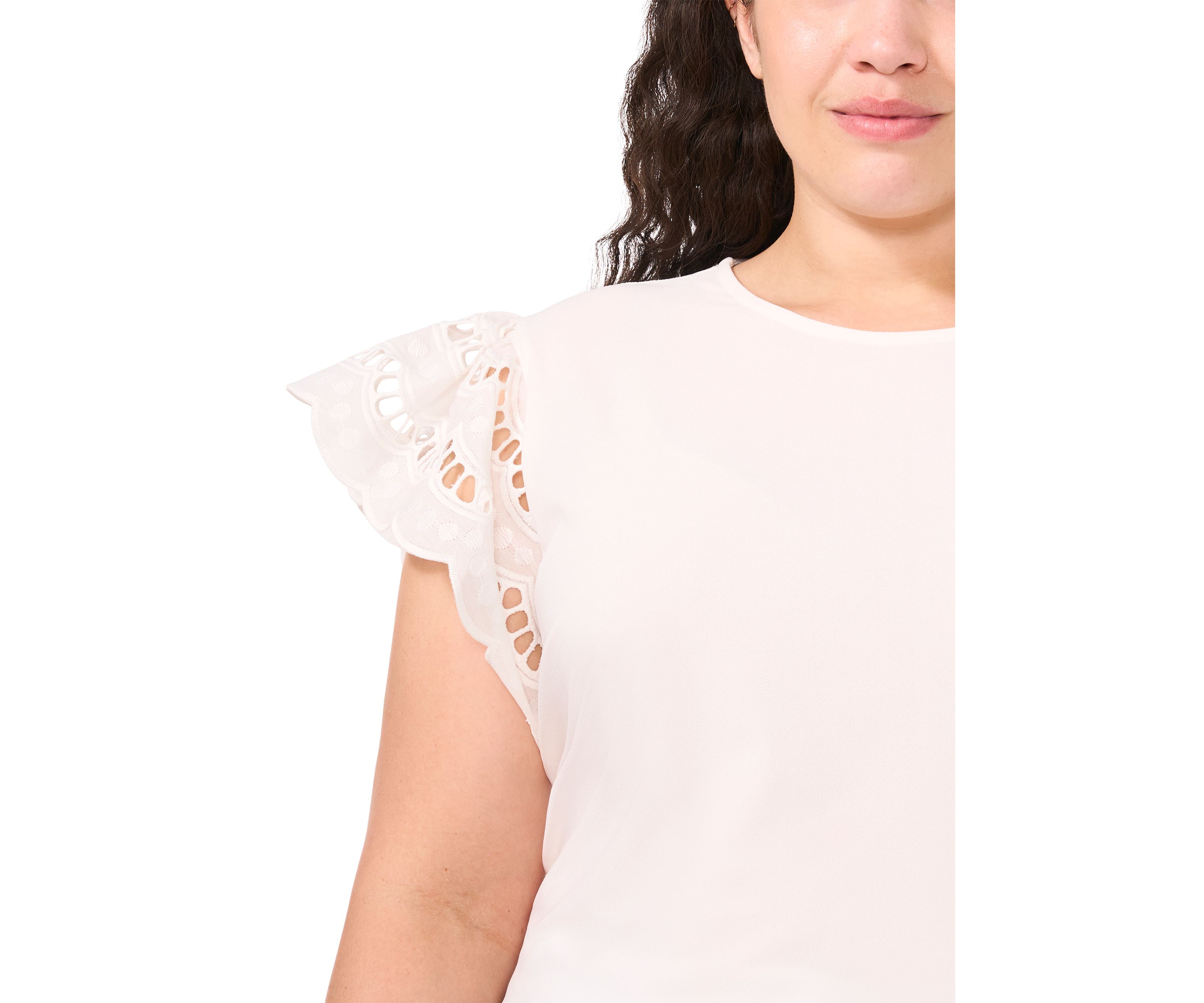 Plus Size Ruffle Flutter Sleeve Top