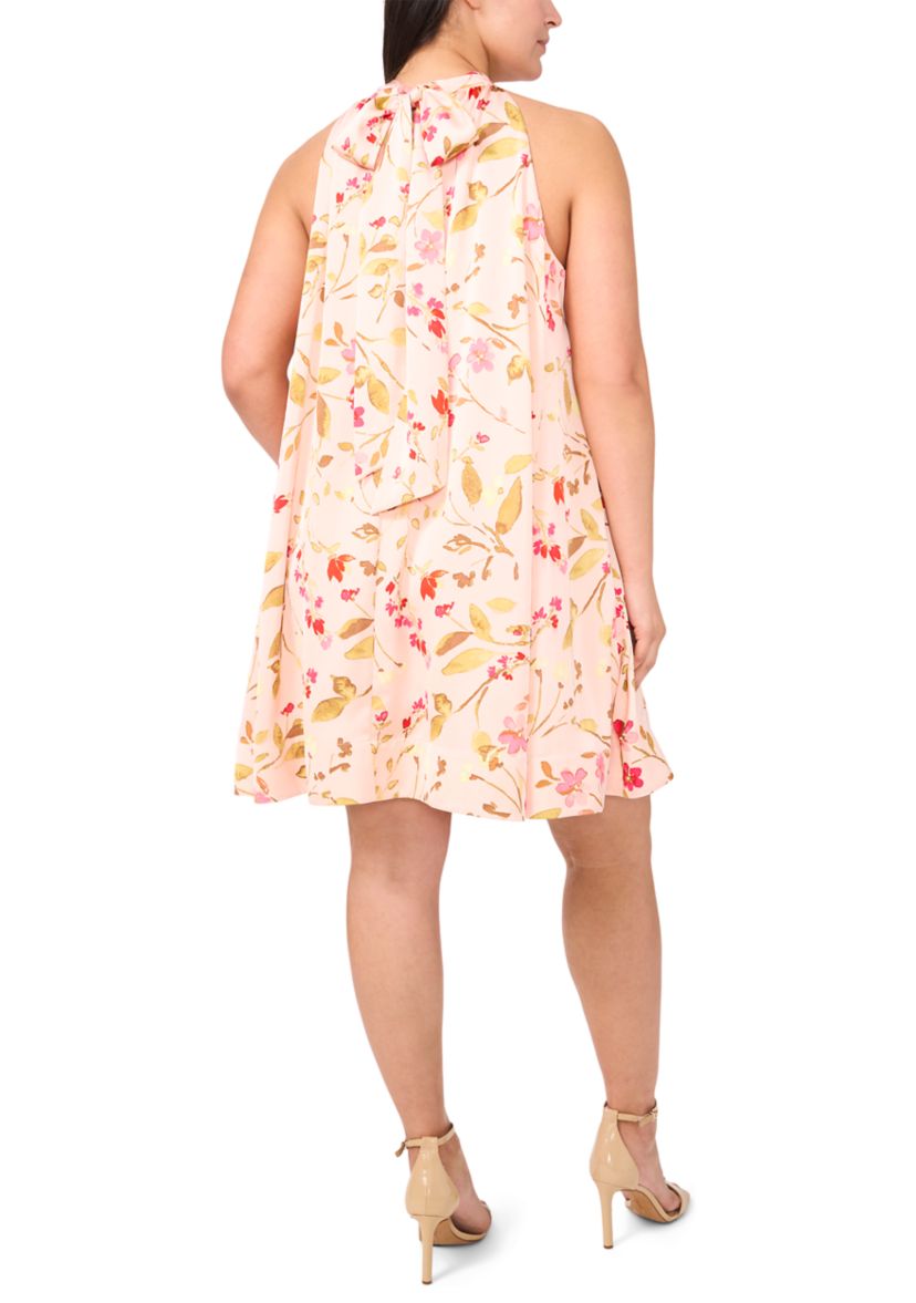 Plus Size Printed A-Line Halter Neck Dress