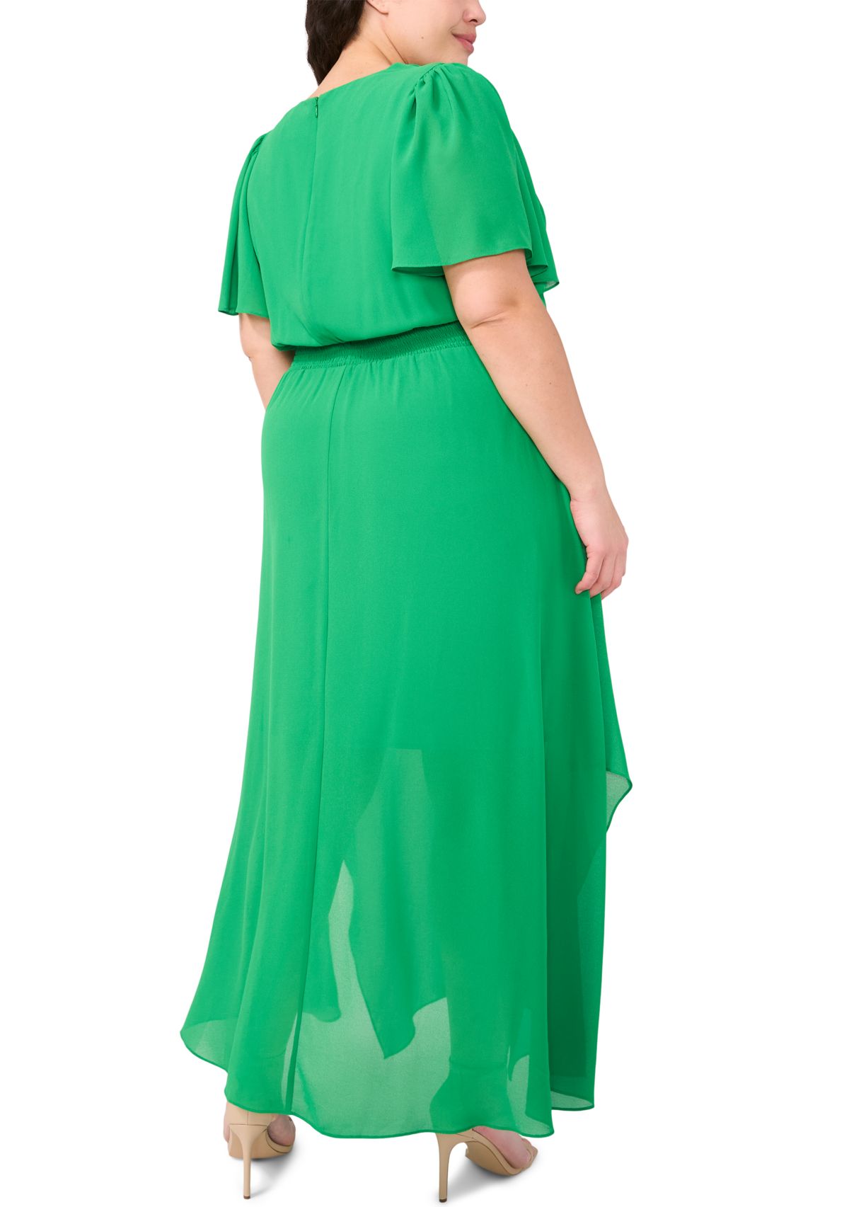 Plus Size V-Neck Ruffle Detail Maxi Dress