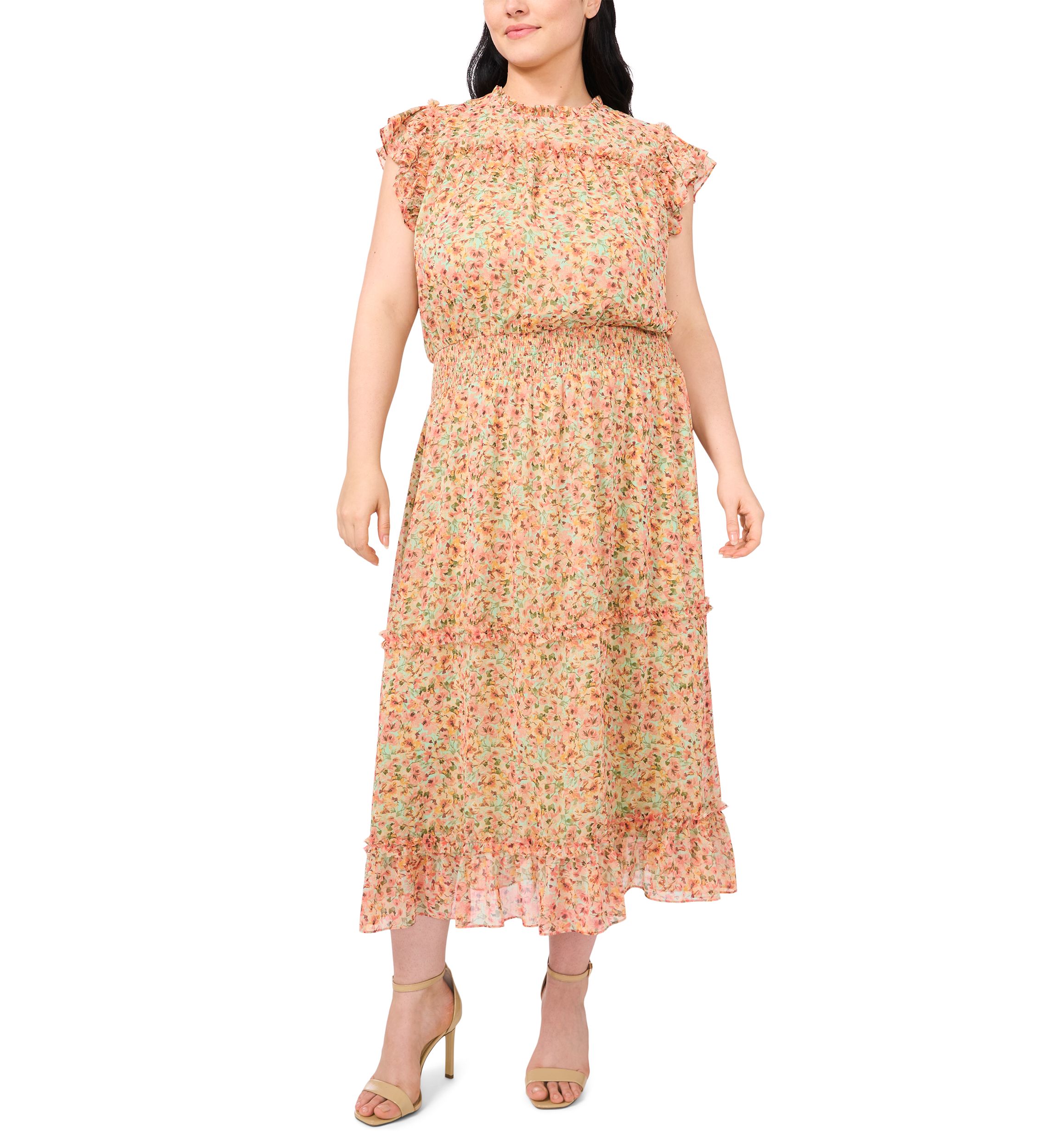 Plus Size Tiered Maxi Dress with Smocked Waist