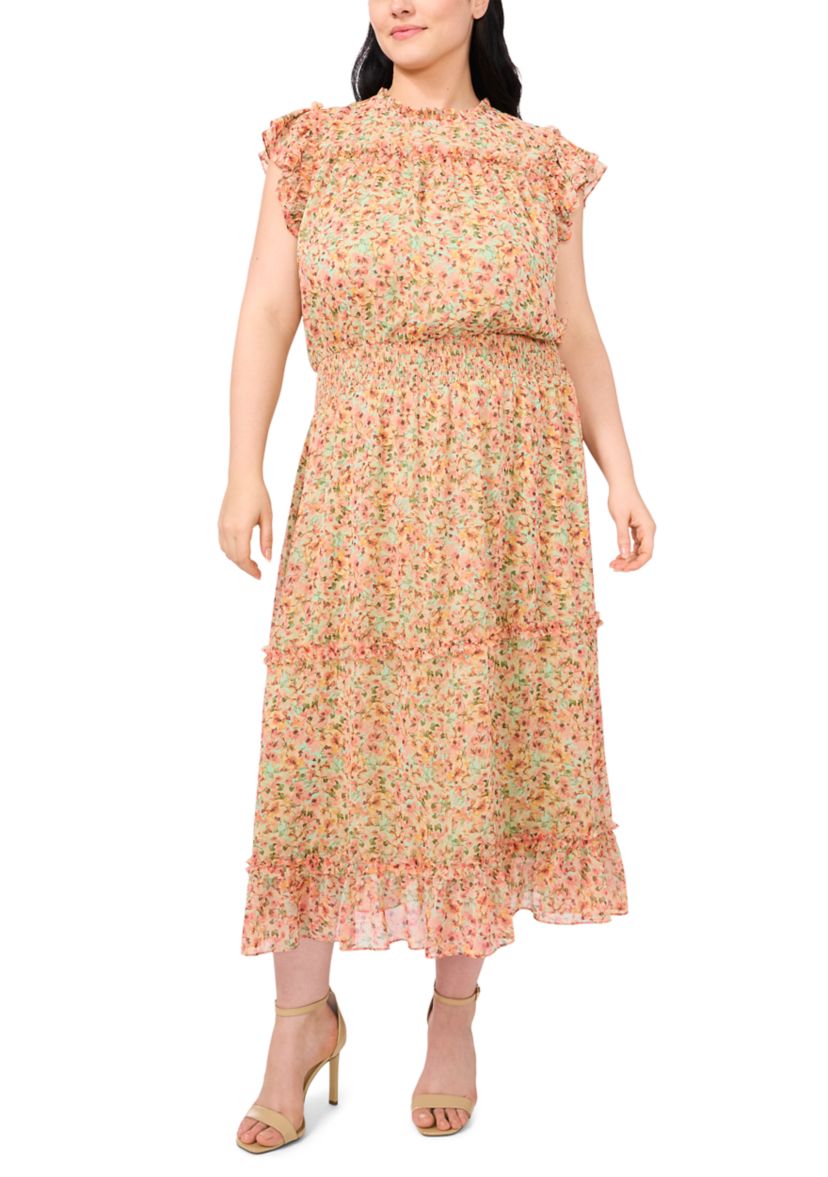 Plus Size Tiered Maxi Dress with Smocked Waist