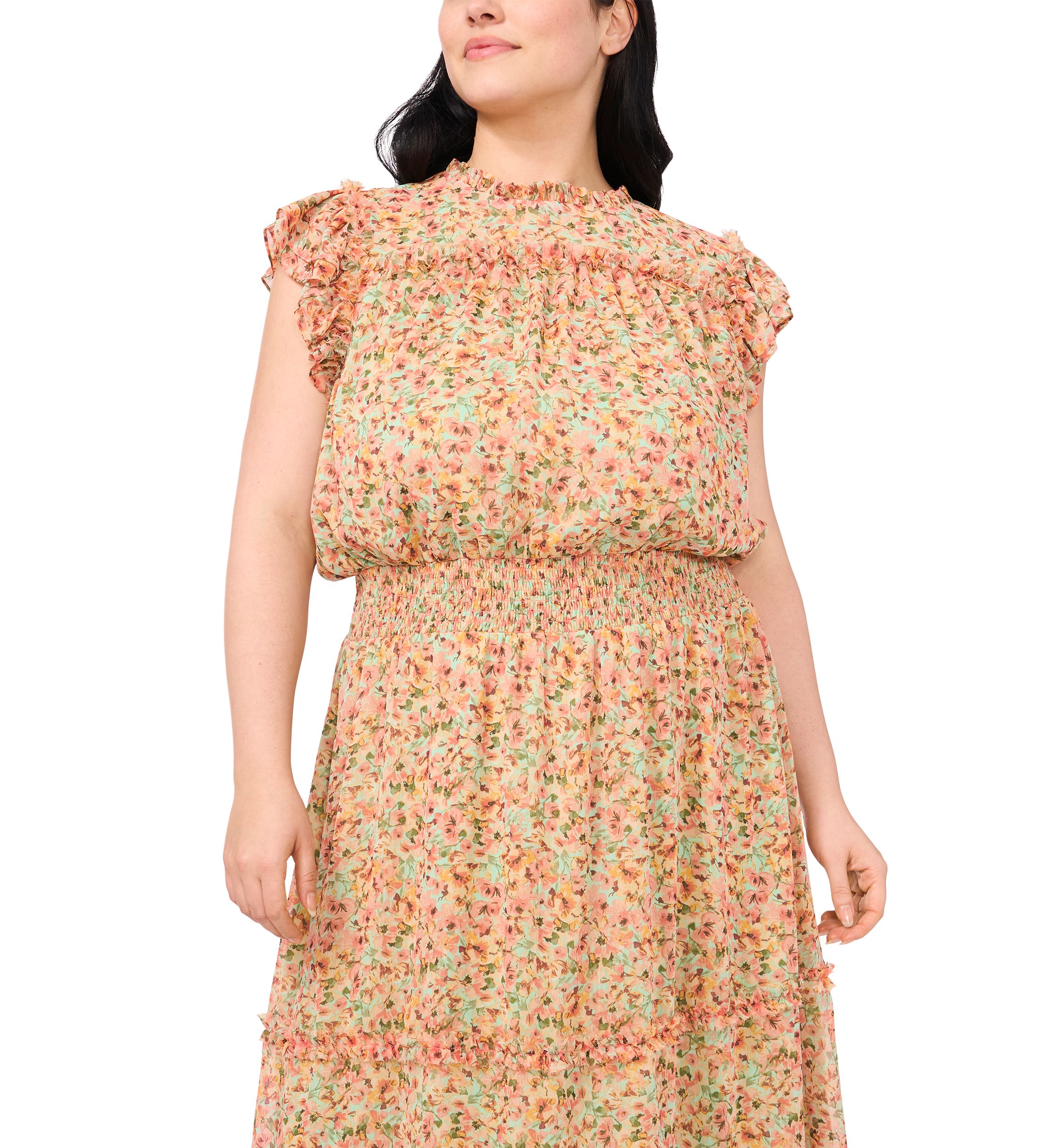 Plus Size Tiered Maxi Dress with Smocked Waist