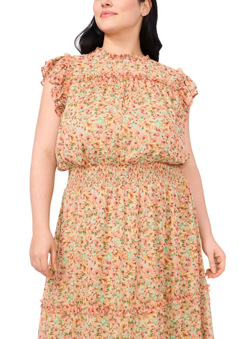 Plus Size Tiered Maxi Dress with Smocked Waist