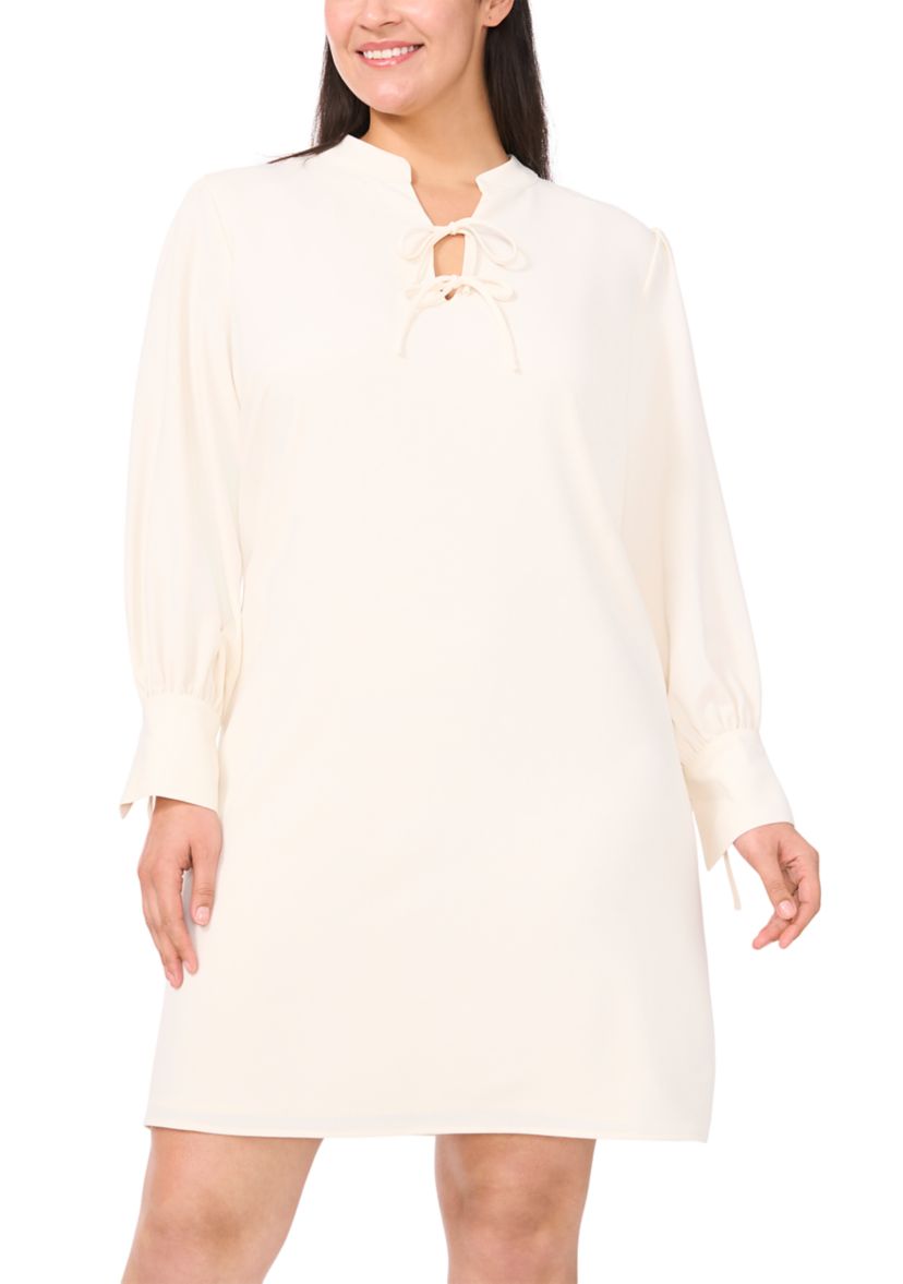 Plus Size Long Sleeve Tie Front Dress