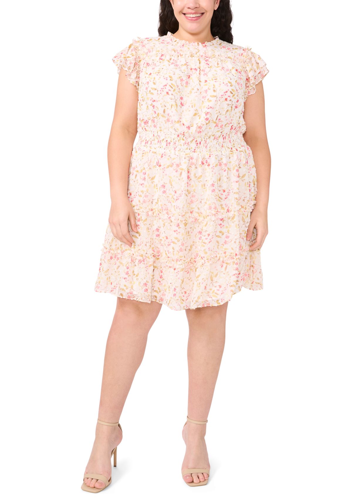 Plus Size Tiered Mini Dress with Smocked Waist