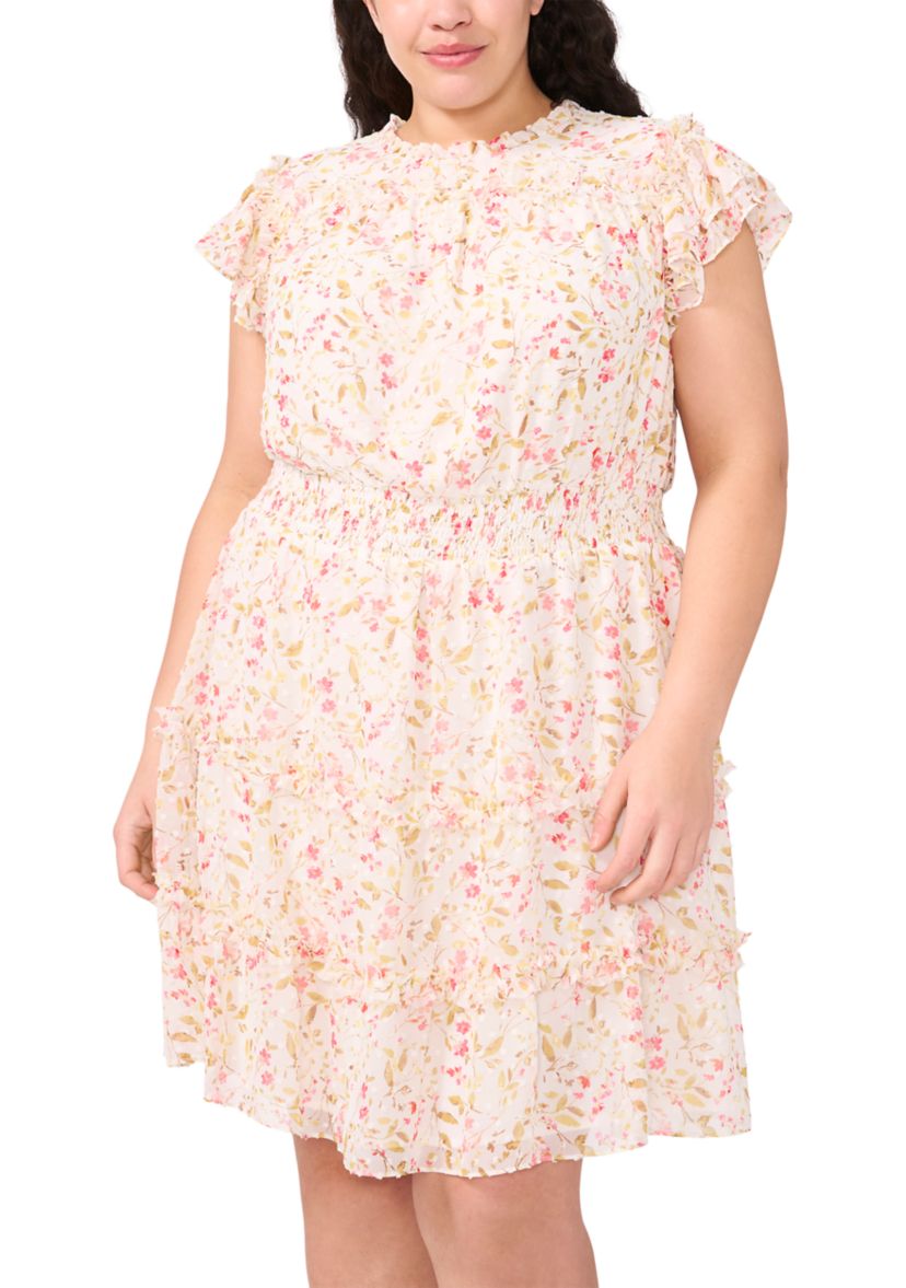 Plus Size Tiered Mini Dress with Smocked Waist