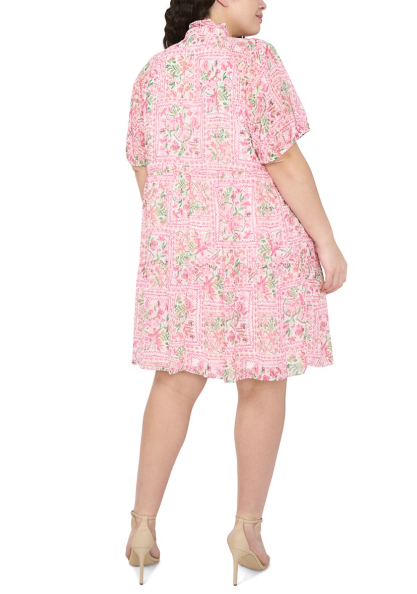 Plus Size Short Puff Sleeve Babydoll Dress
