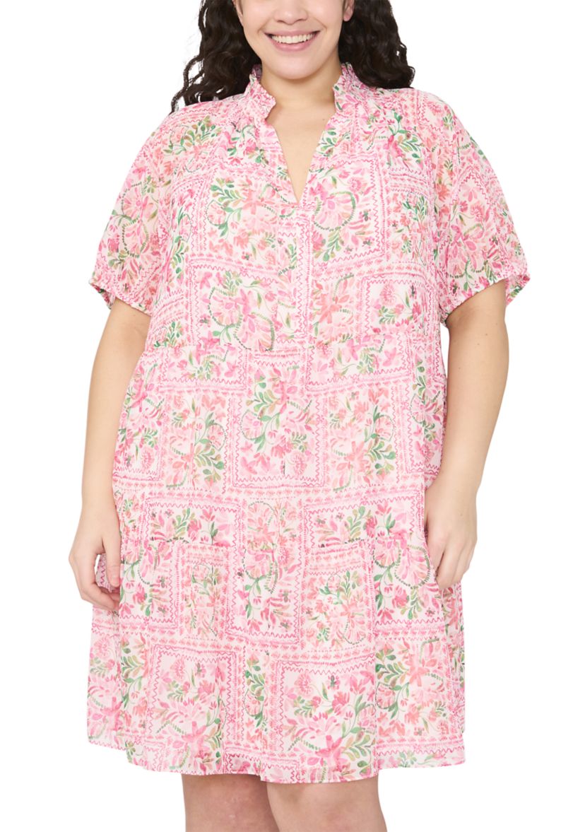 Plus Size Short Puff Sleeve Babydoll Dress
