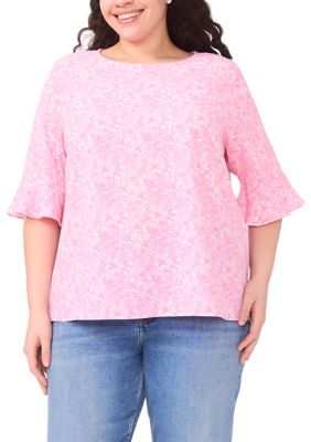 CeCe Women's Plus Size Ruffle Cuff Blouse