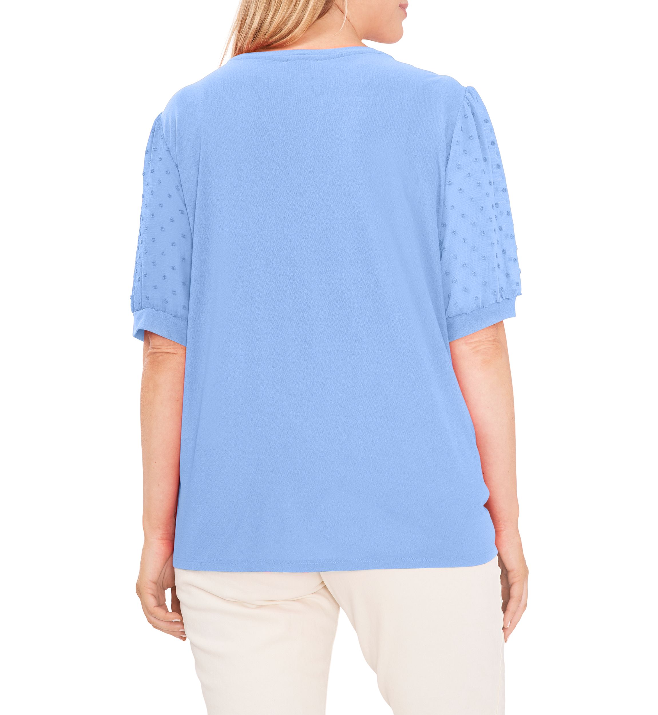 Plus Size Clip Dot Puff Sleeve Blouse